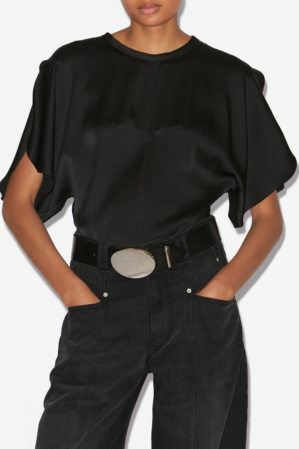 Karlita satin top - Black - Woman - 4