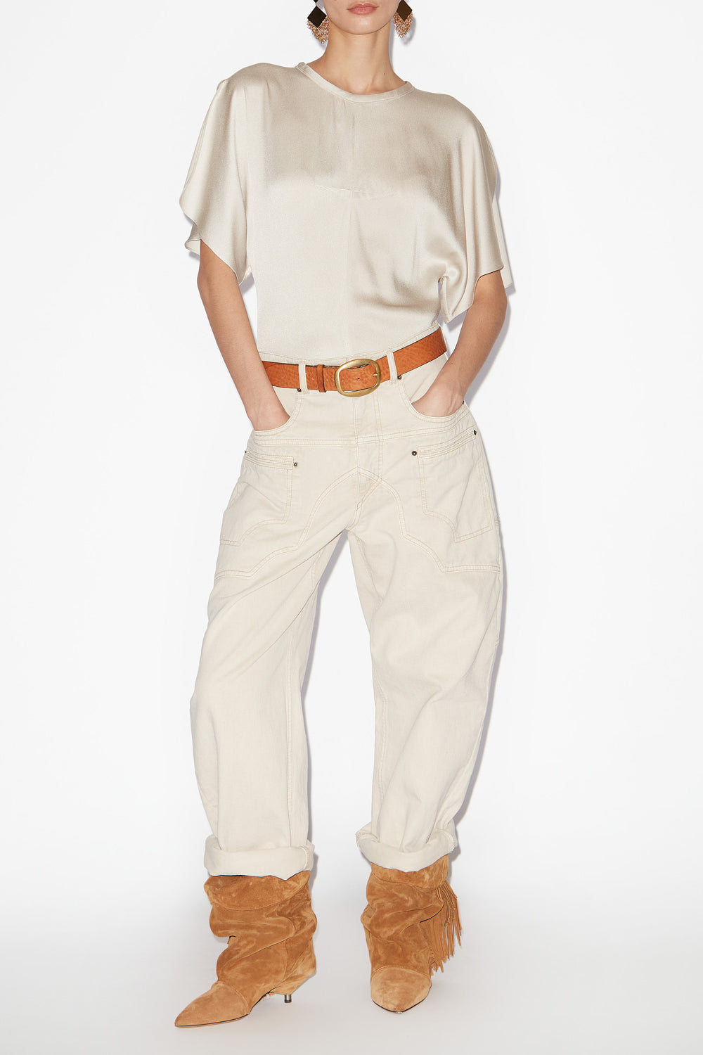 Karlita satin top - Chalk - Woman - 2