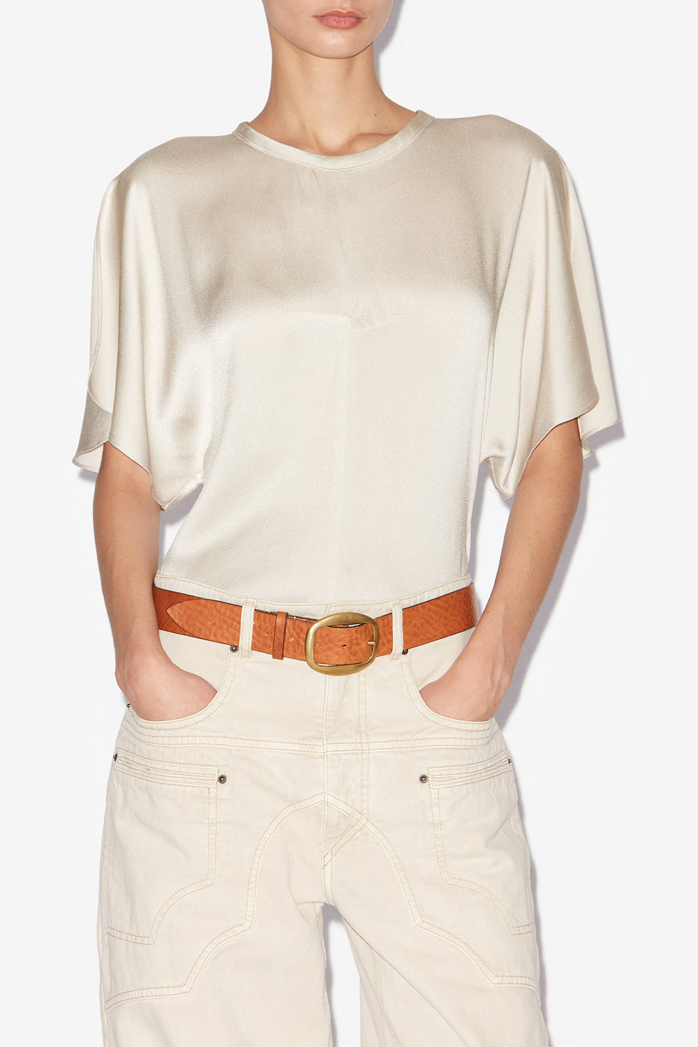 Karlita satin top - Chalk - Woman - 4