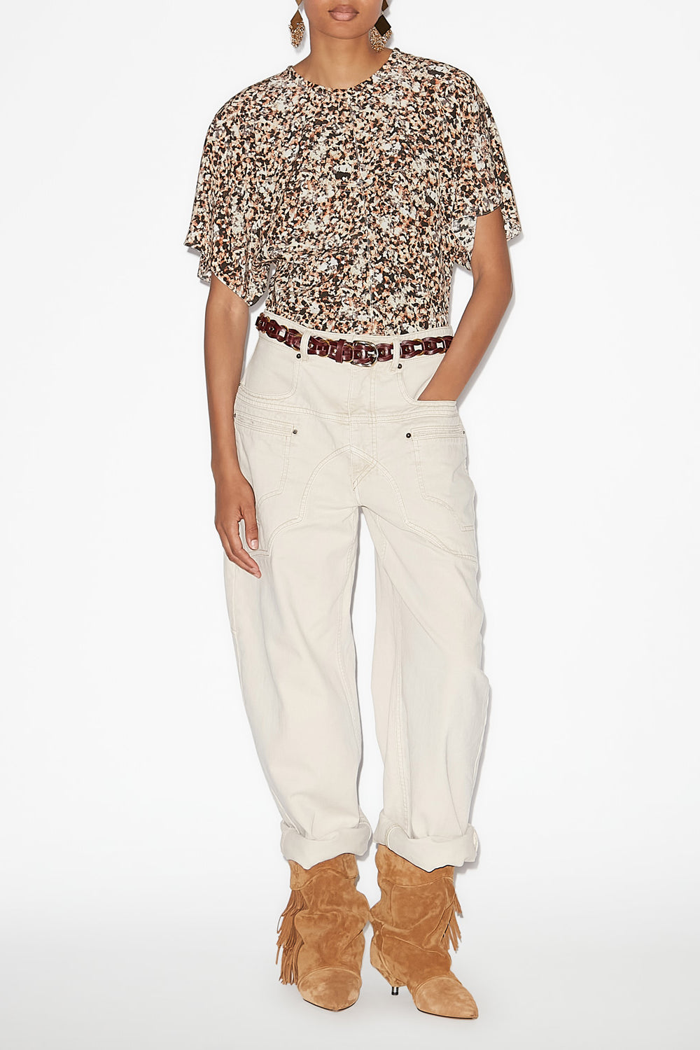 Karlita プリント入りシルク トップス - Ochre-ecru - Woman - 2