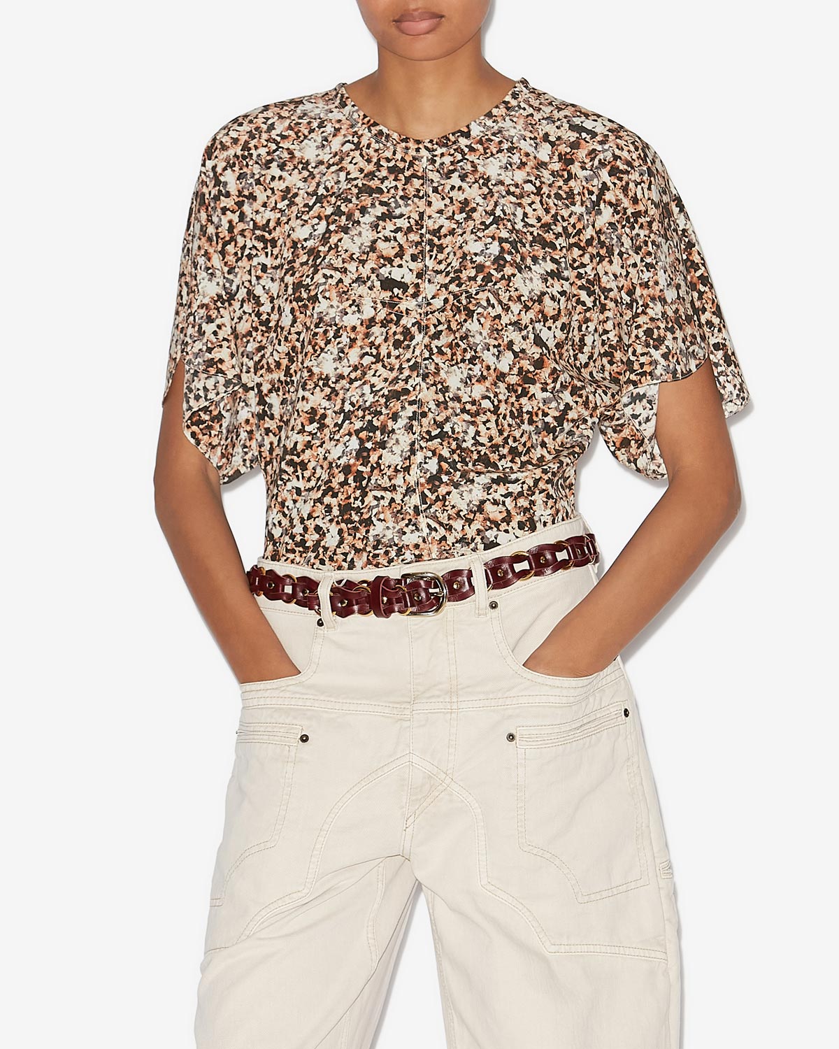 칼리타 실크 프린트 탑 - Ochre-ecru - Woman - 3