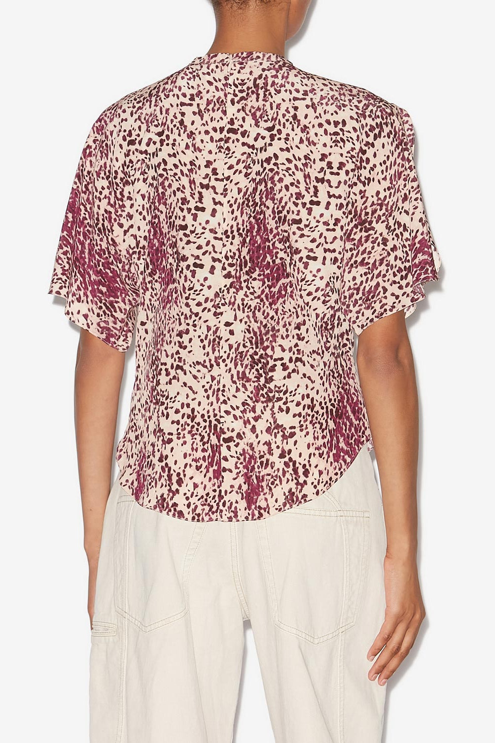 Top de seda estampada karlita - Purple-ecru - Woman - 5