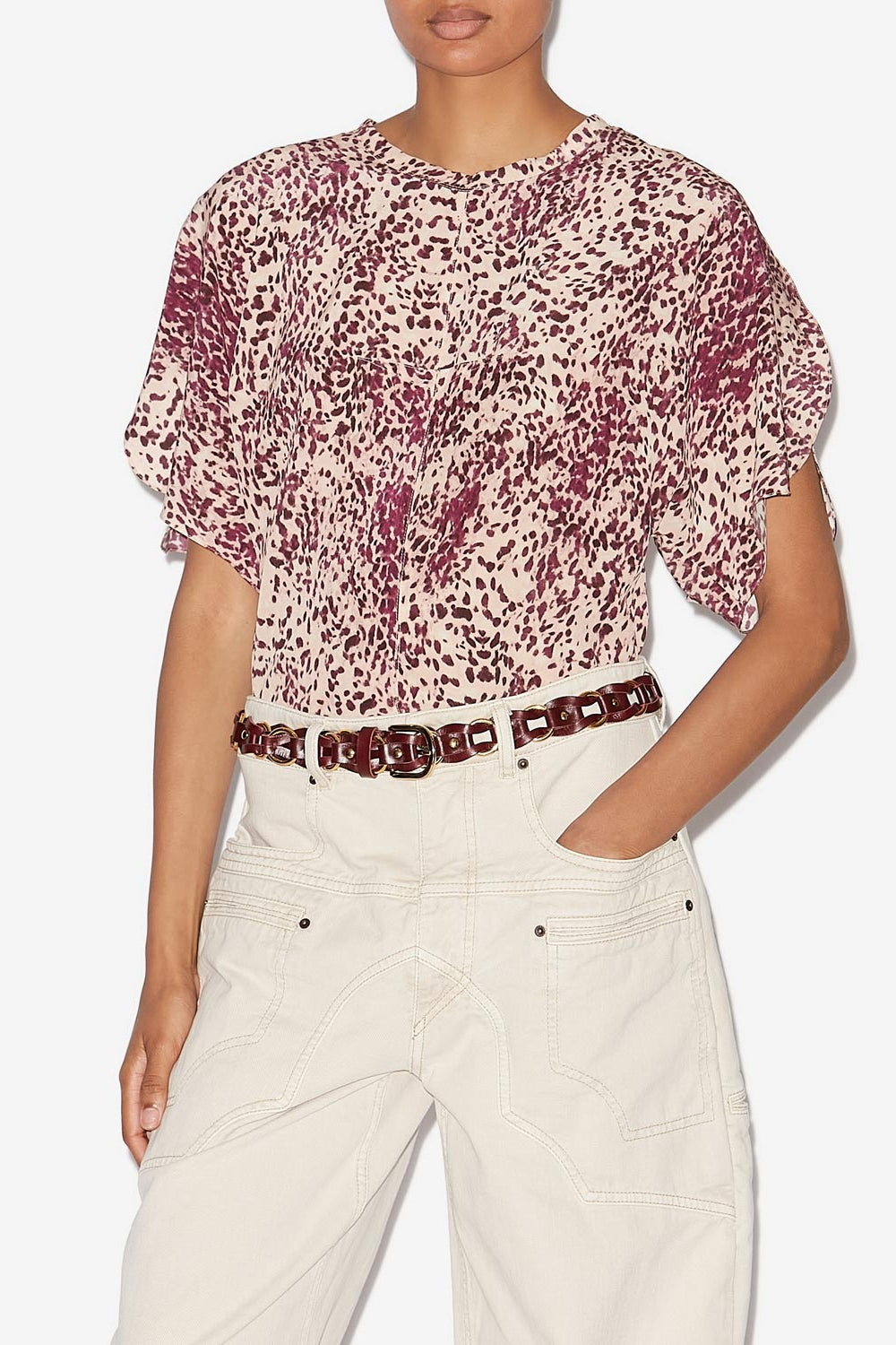 Top de seda estampada karlita - Purple-ecru - Woman - 4