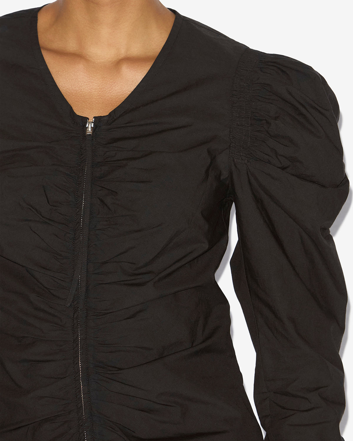 베나테아 빳빳한 면 소재의 지퍼 탑 - 검은색 - Woman - 2