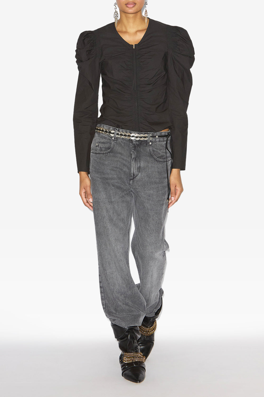 Benatea クリスピーコットン ファスナー付きトップス - 黒 - Woman - 2