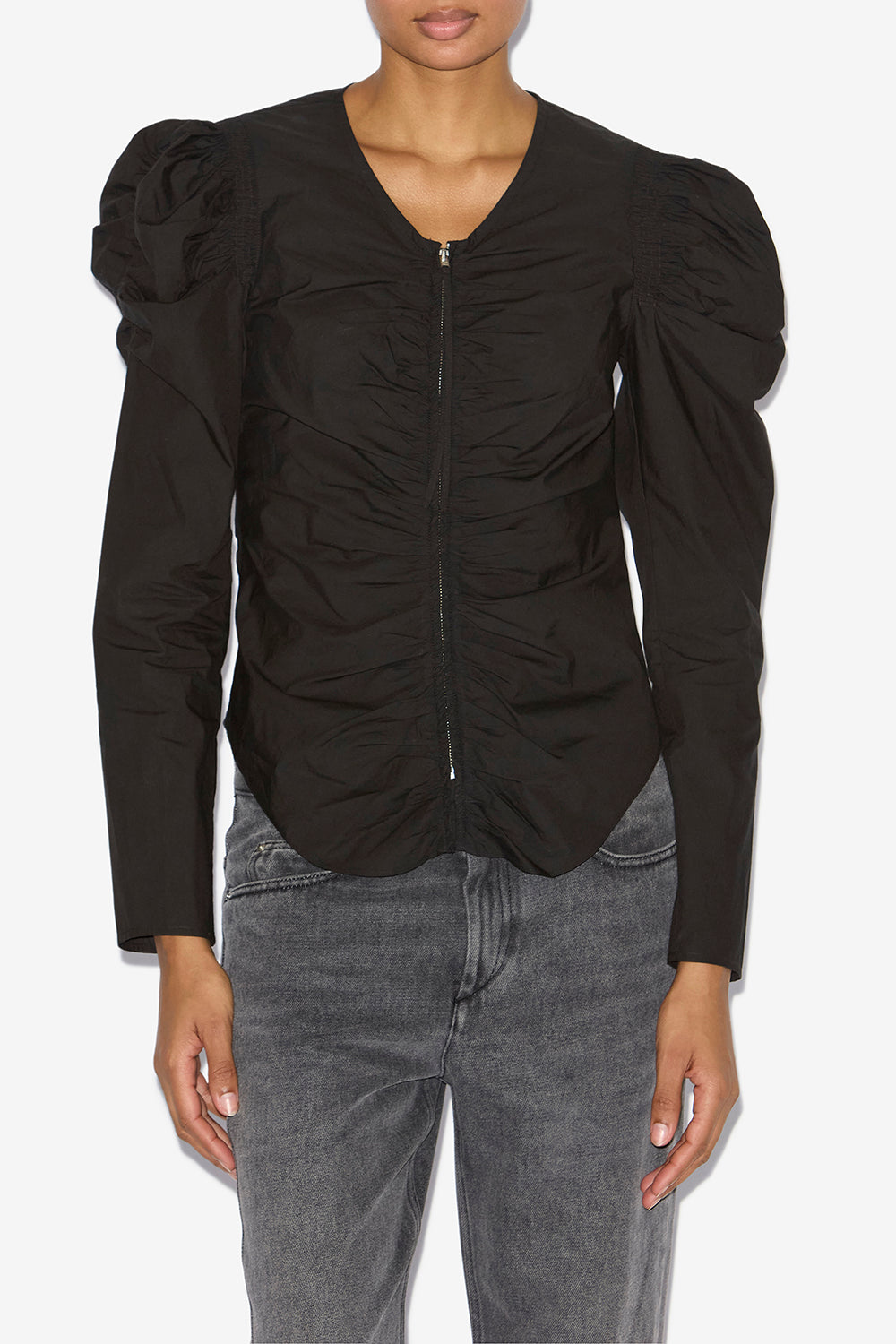 Benatea クリスピーコットン ファスナー付きトップス - 黒 - Woman - 4