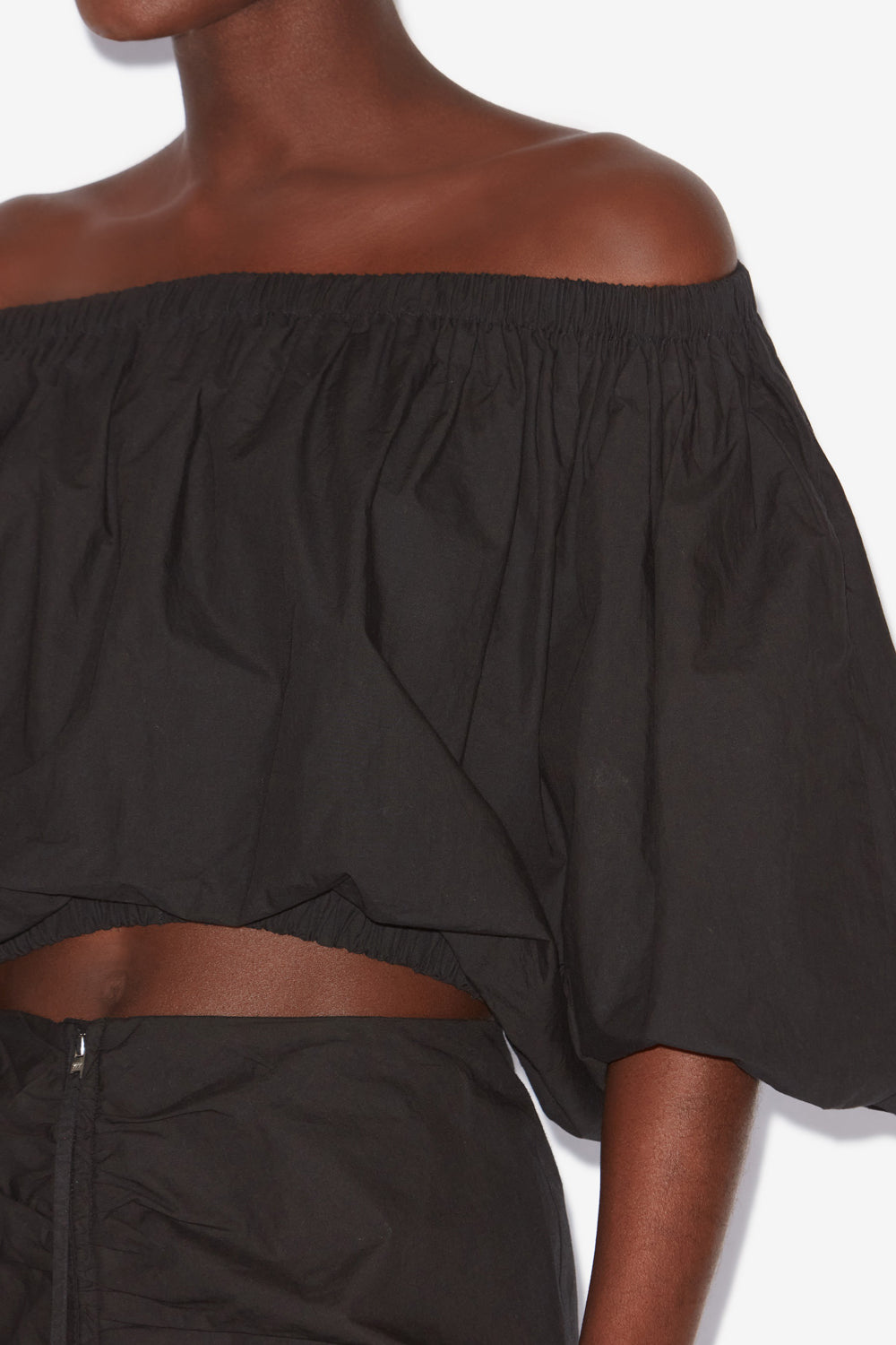 Bertille ball-shaped crisp cotton top - Black - Woman - 2