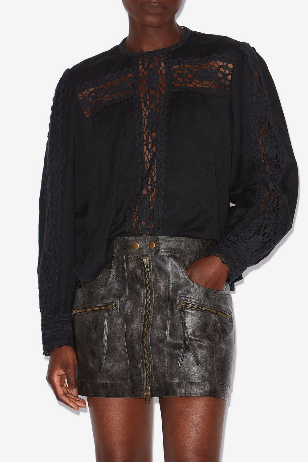 Valmira コットン＆リネン混紡 ブラウス - 黒 - Woman - 4