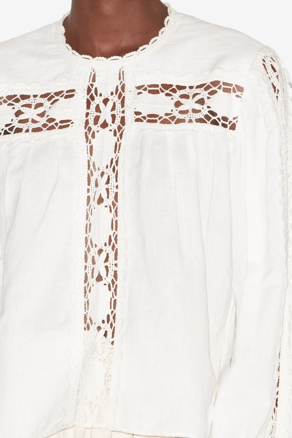 발미라 면과 리넨 혼방 블라우스 - 하얀색 - Woman - 3