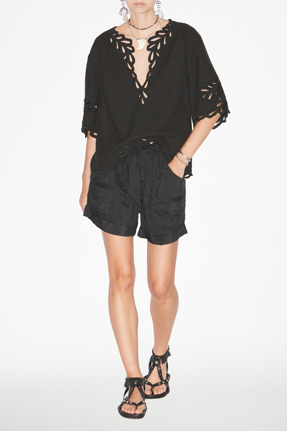 Top shana con bordado calado - Negro lavado - Woman - 2