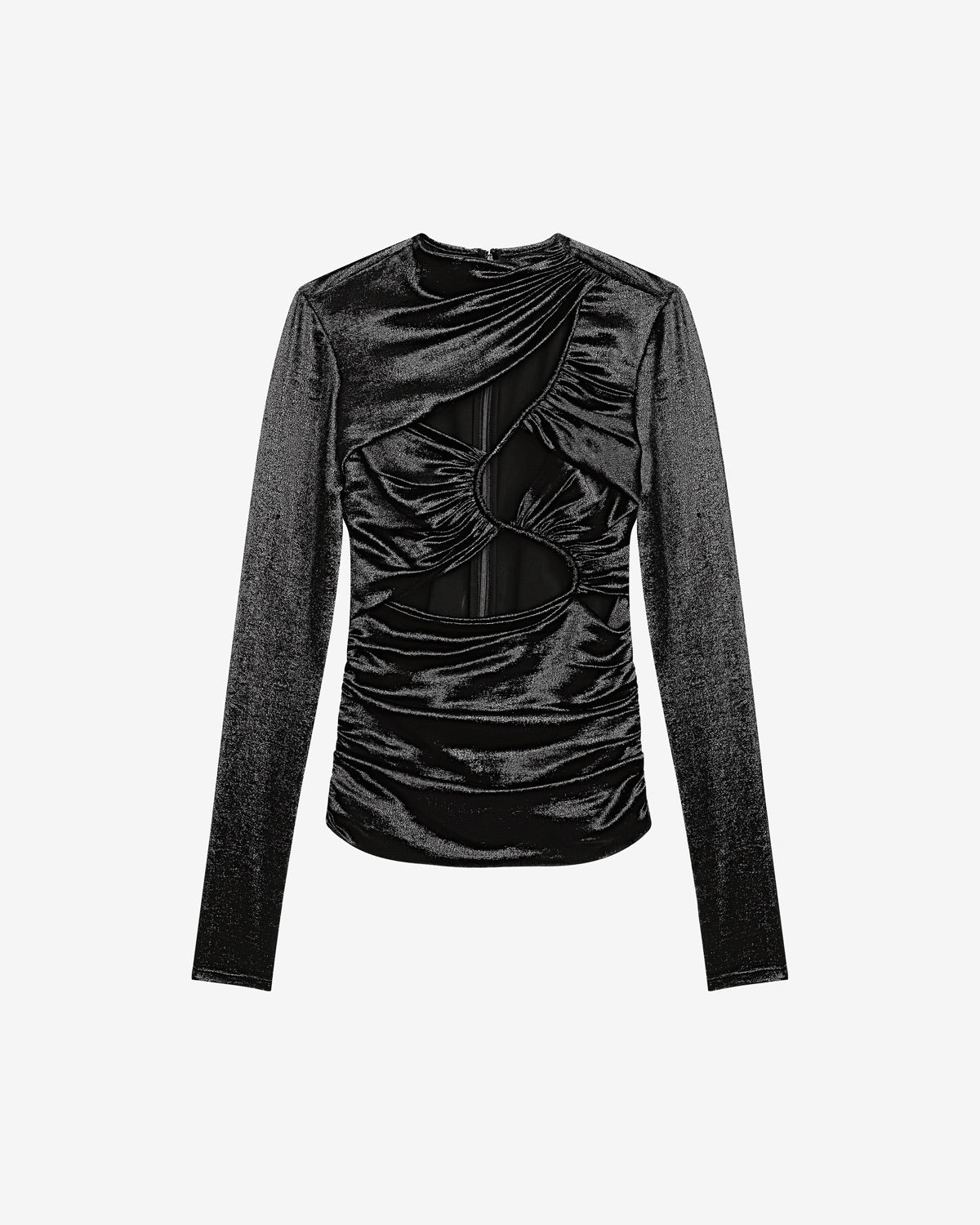 Top drapeado de seda y lúrex rose - Negro - Woman - 5