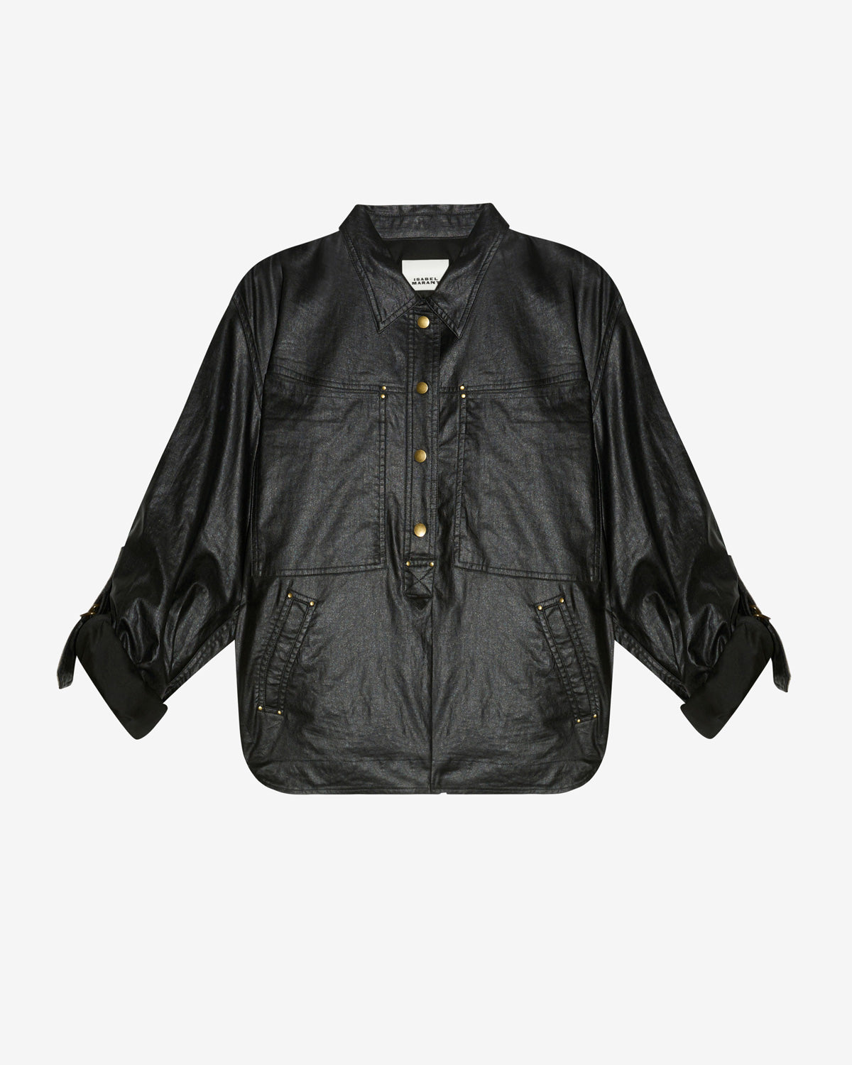 Camisa de lino revestida florida - Negro - Woman - 5