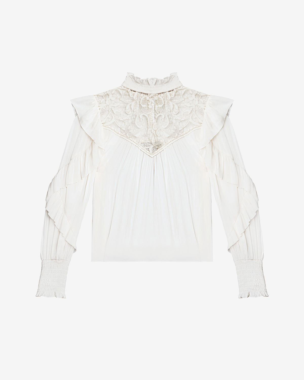 Blouse fluide seila à dentelle et volants - Écru - Woman - 5