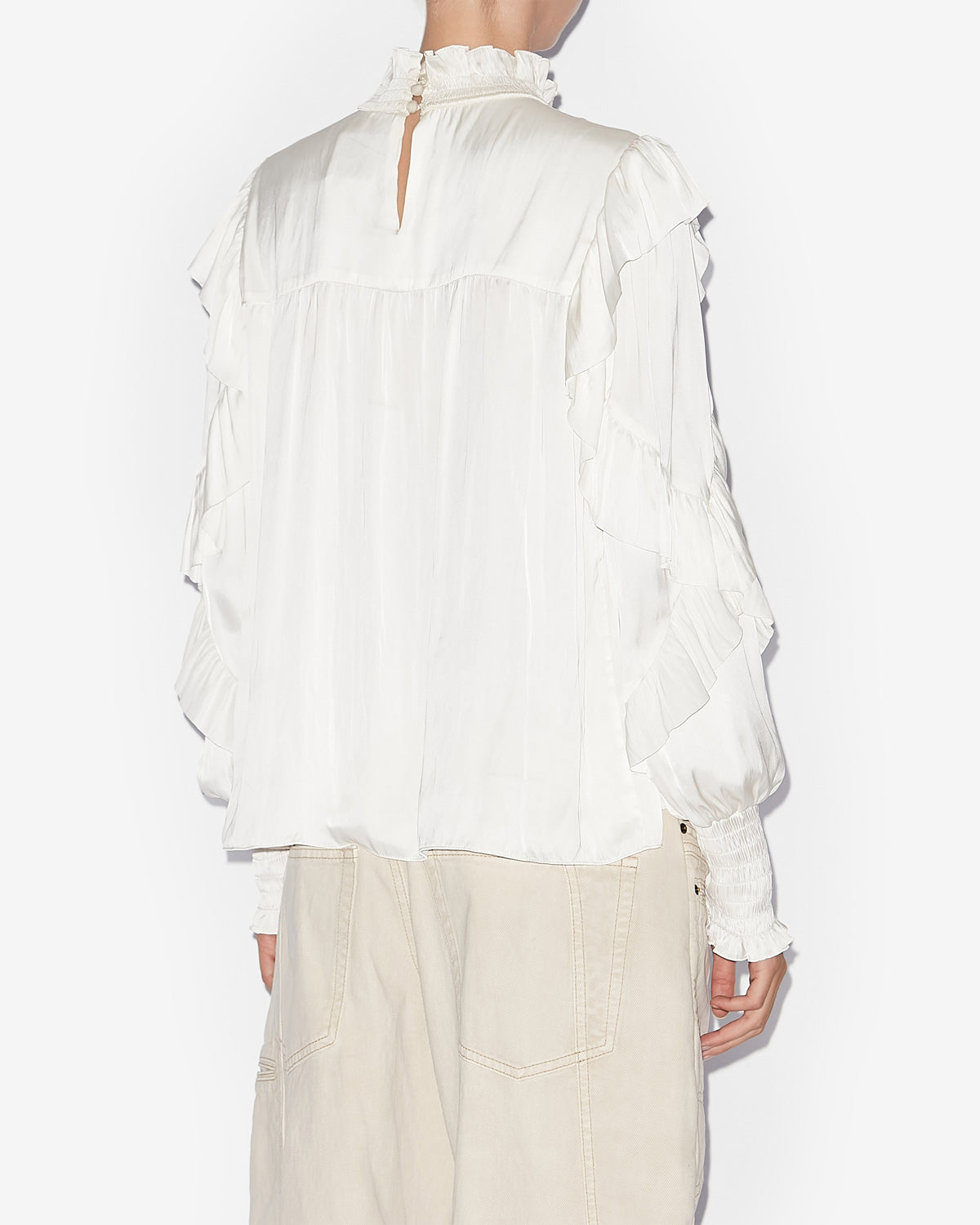 Blouse fluide seila à dentelle et volants - Écru - Woman - 4