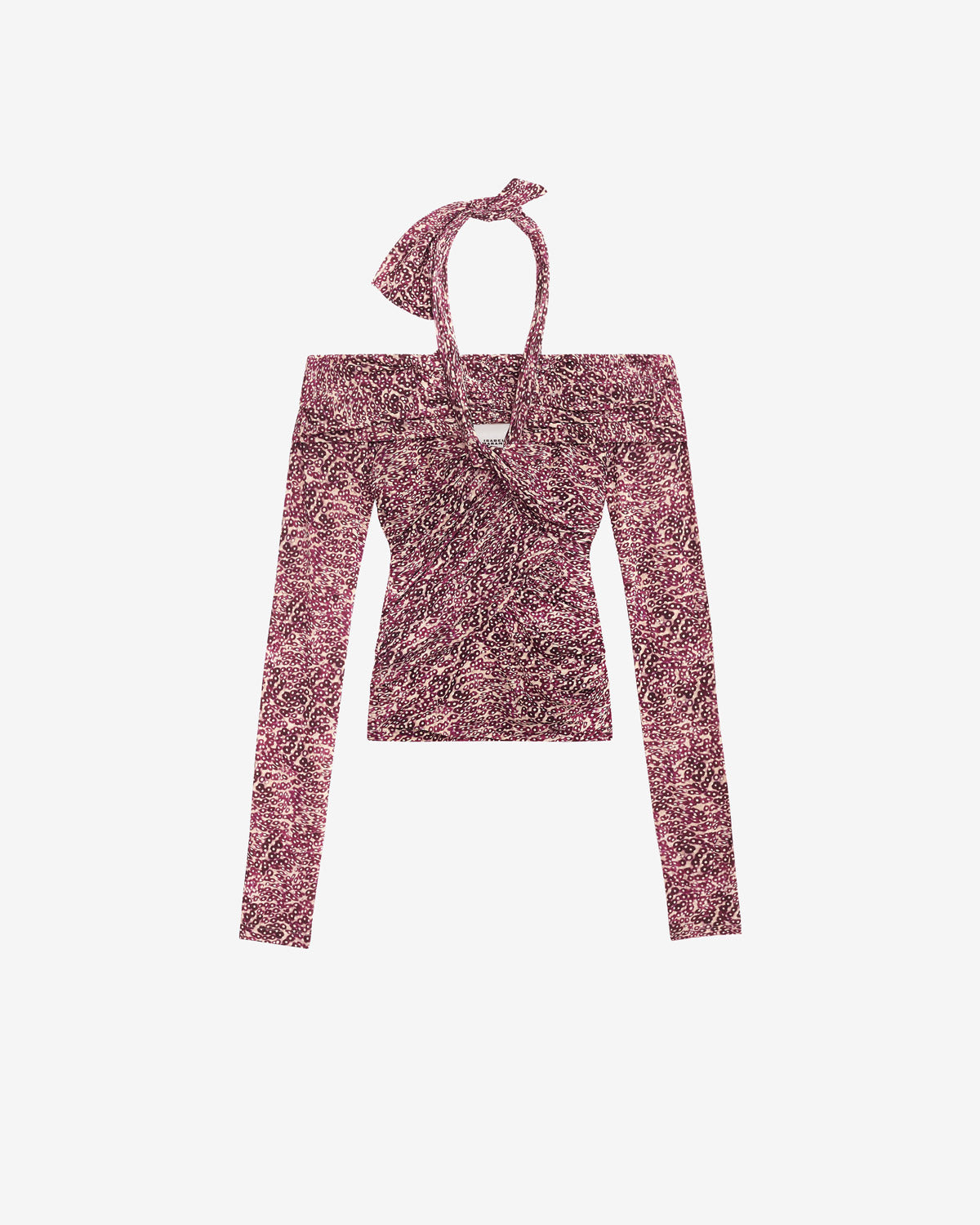 Top drapeado en punto jersey estampado vonda - Purple-ecru - Woman - 5