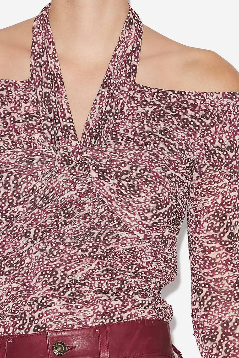 Top drapé vonda en jersey imprimé - Violet-écru - Woman - 3