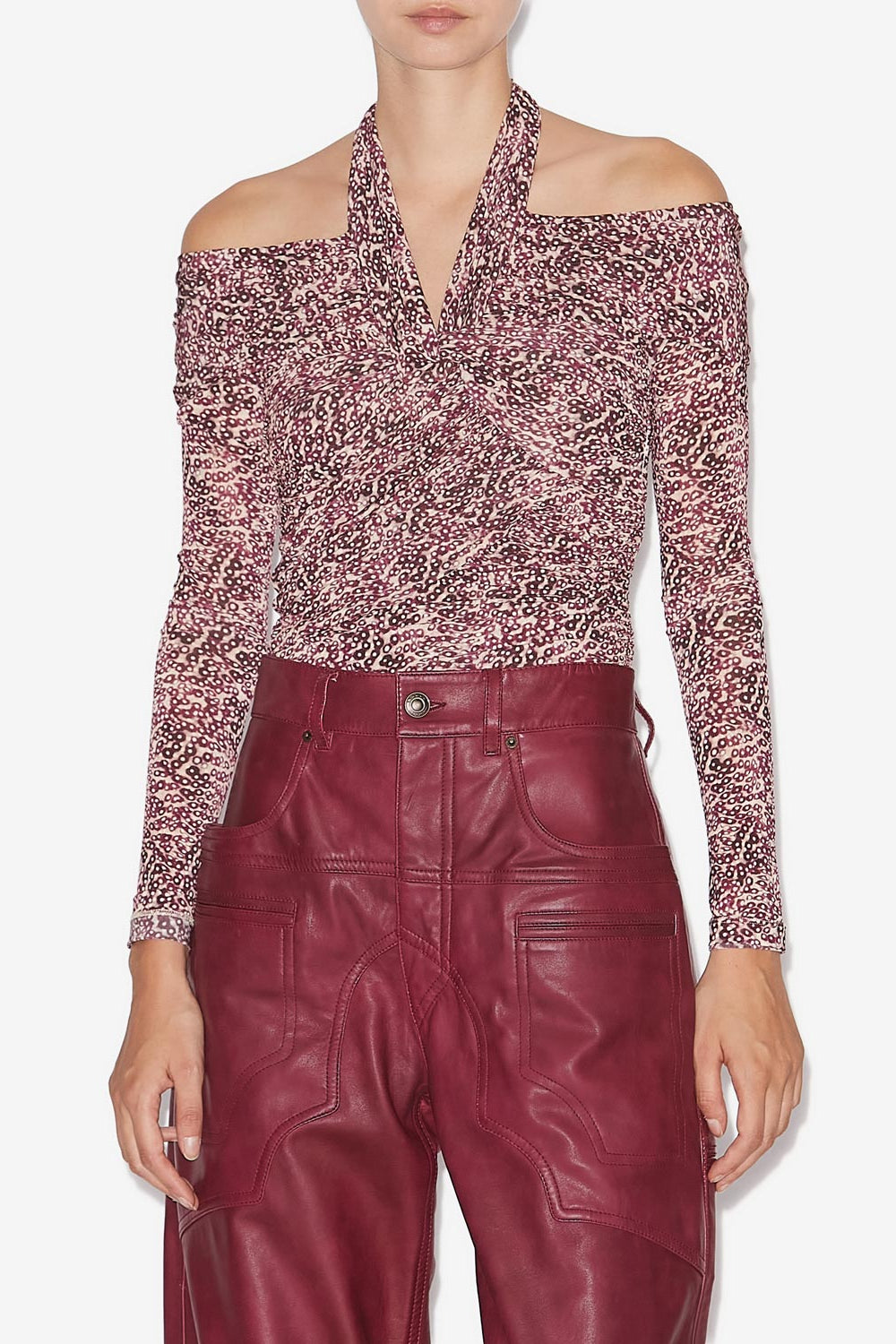 Top drapé vonda en jersey imprimé - Violet-écru - Woman - 4