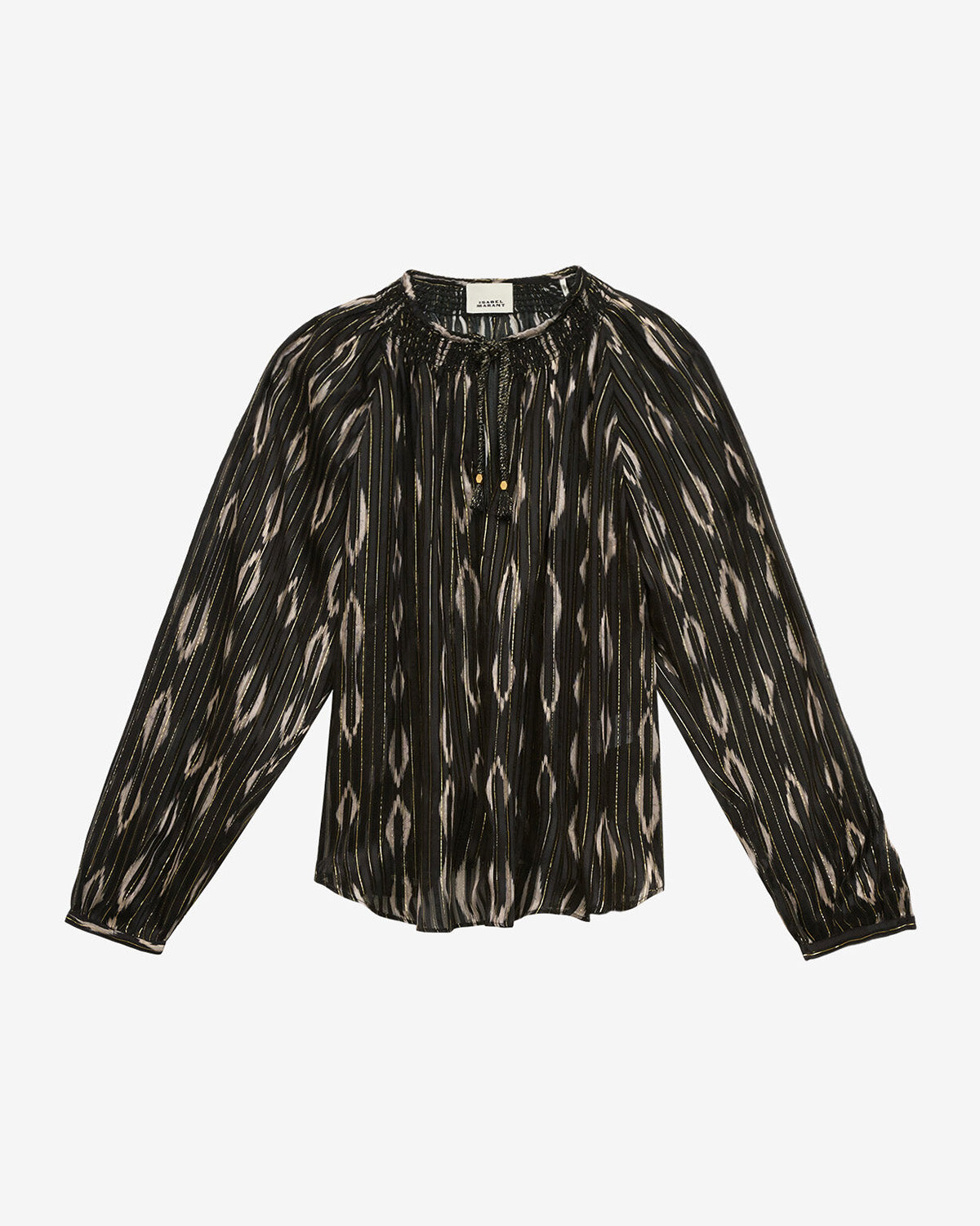 시라 그래픽 패턴 실크 블라우스 - Black and ecru - Woman - 5