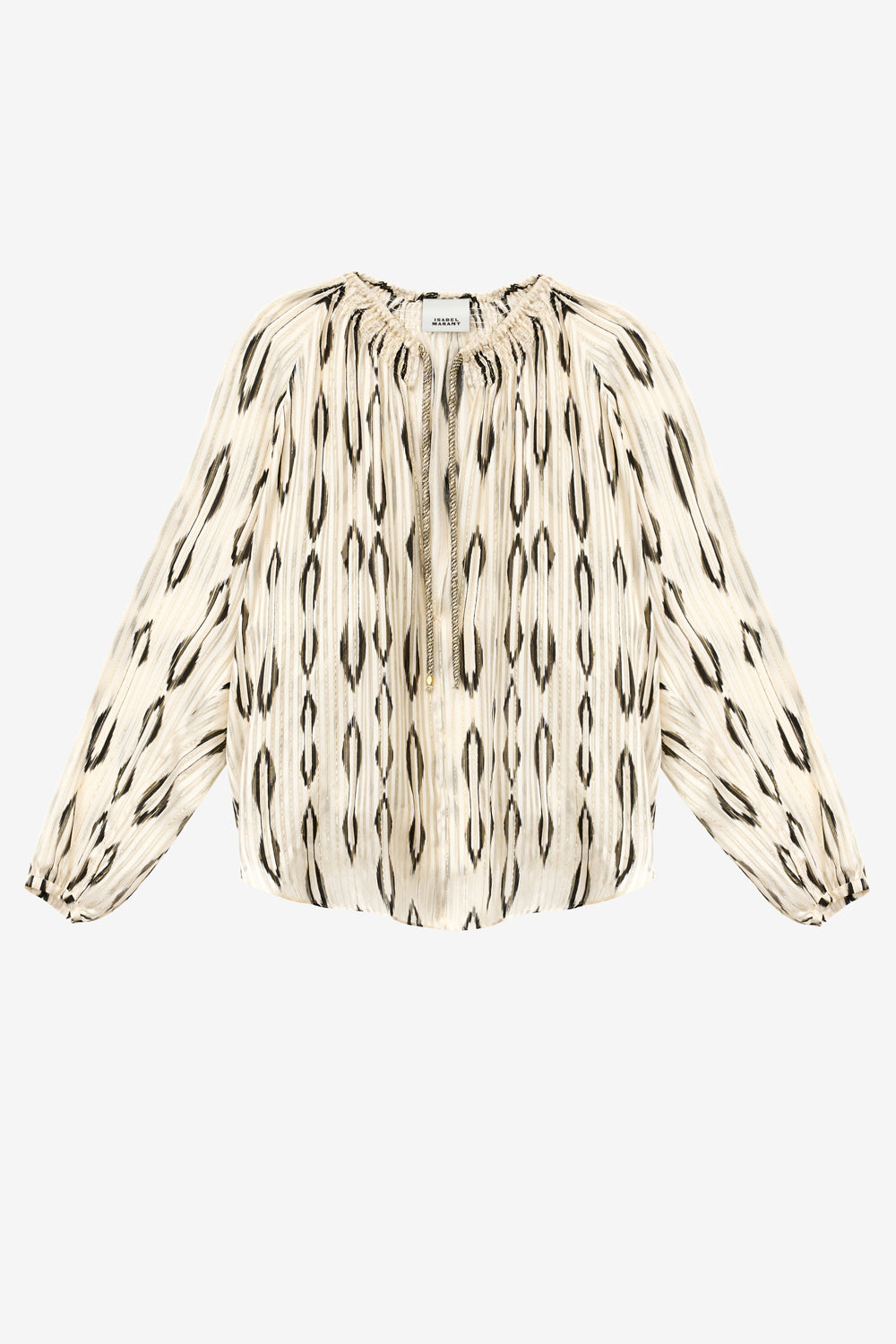 Blusa de seda con motivo gráfico syra - Ecru and black - Woman - 1