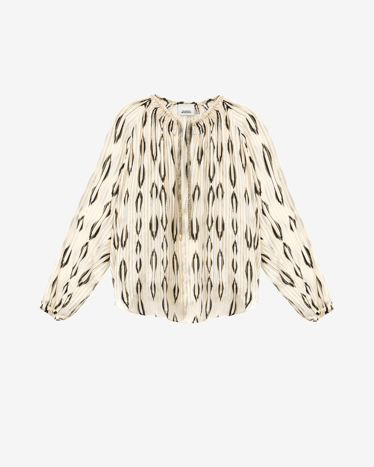 Syra graphic pattern silk blouse - Ecru and black - Woman - 5