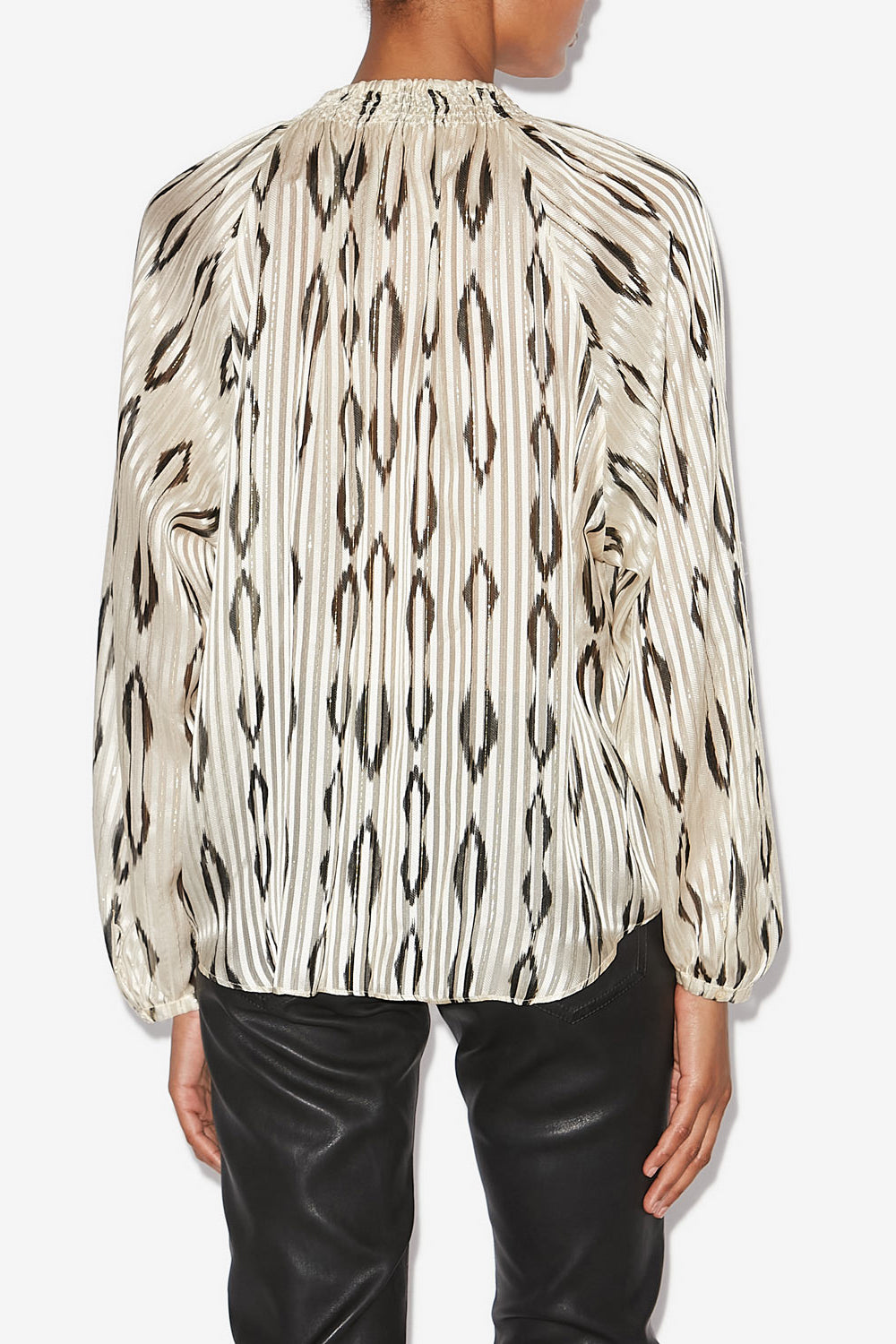 Blusa de seda con motivo gráfico syra - Ecru and black - Woman - 5