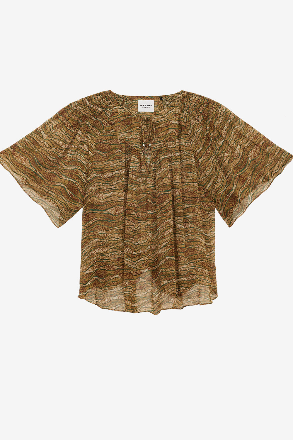 Neslya プリント入りモスリン トップス - カーキ - Woman - 1