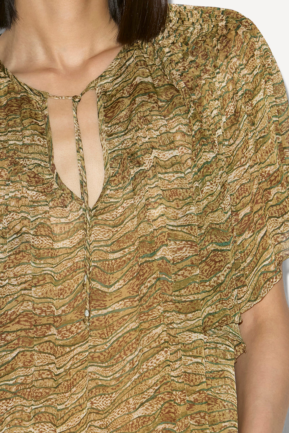 Neslya プリント入りモスリン トップス - カーキ - Woman - 3