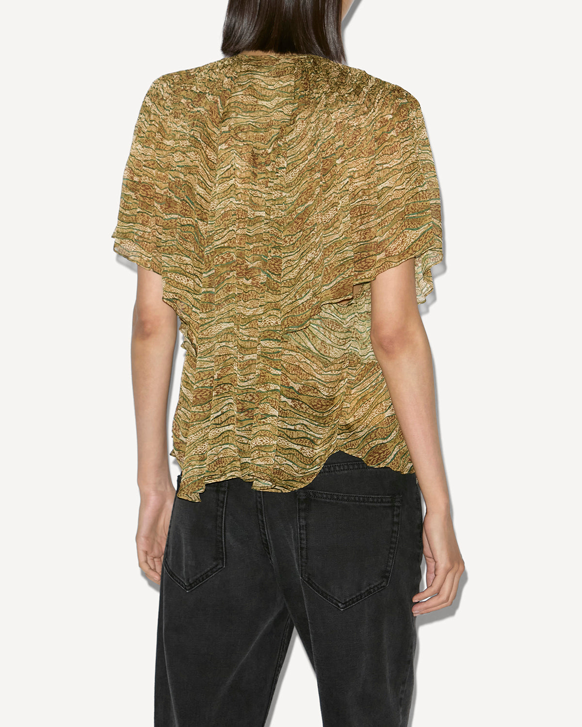 Top neslya en mousseline imprimée - Kaki - Woman - 4