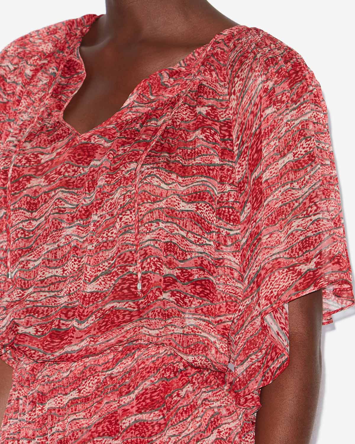 Top neslya aus bedrucktem musselin - Rot - Woman - 2