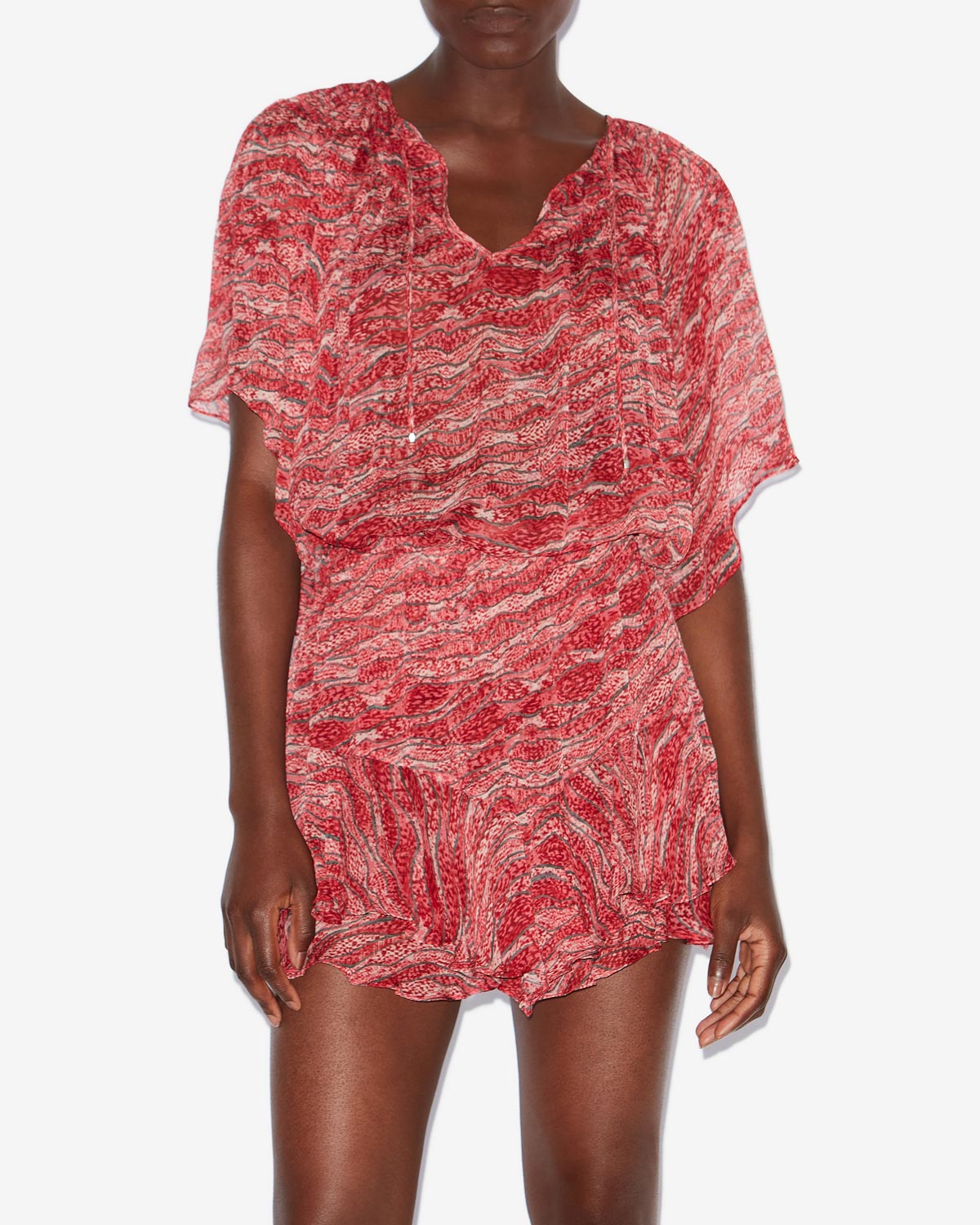 Top neslya aus bedrucktem musselin - Rot - Woman - 3