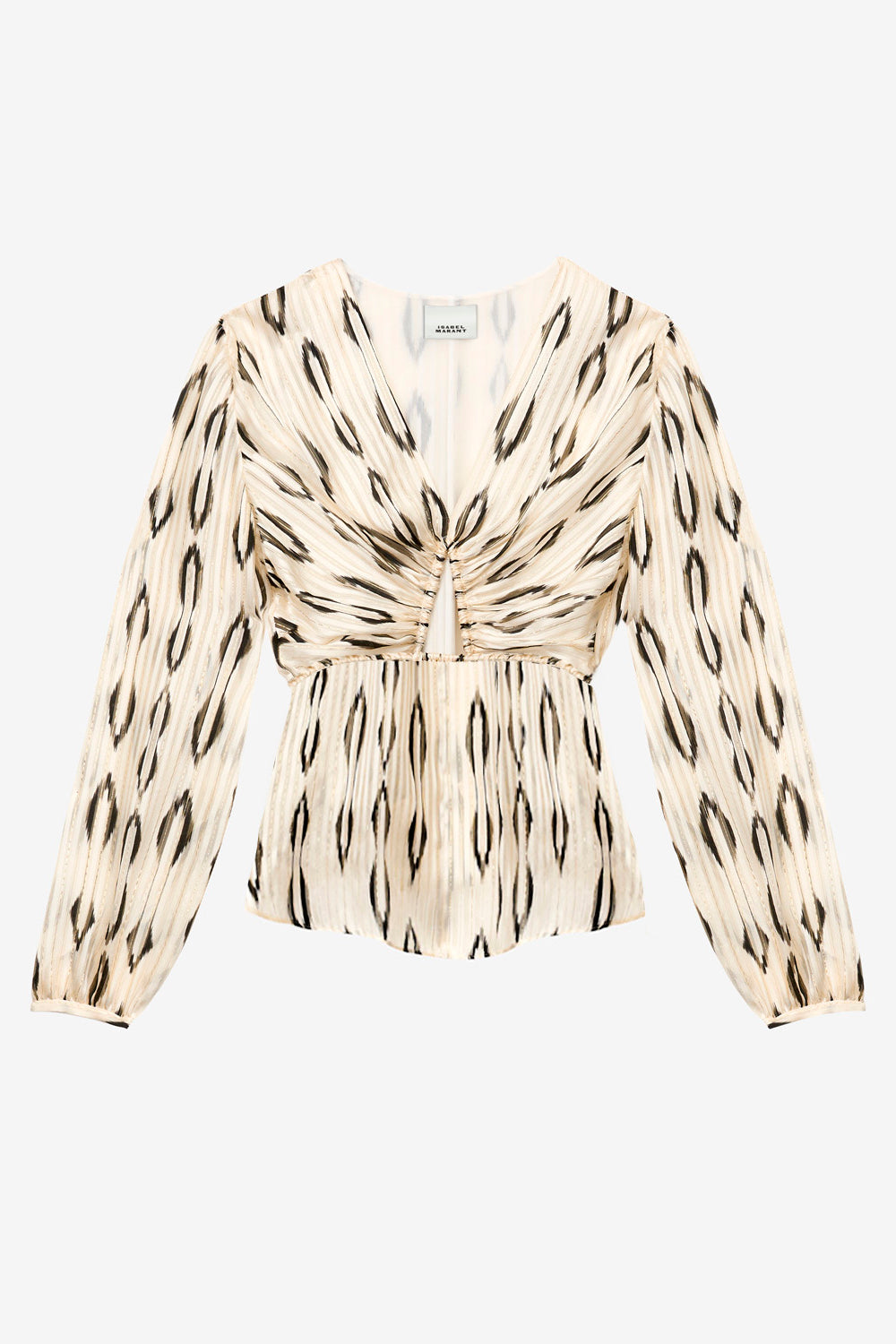 Blusa de seda calada con motivo gráfico de stelar - Ecru and black - Woman - 1