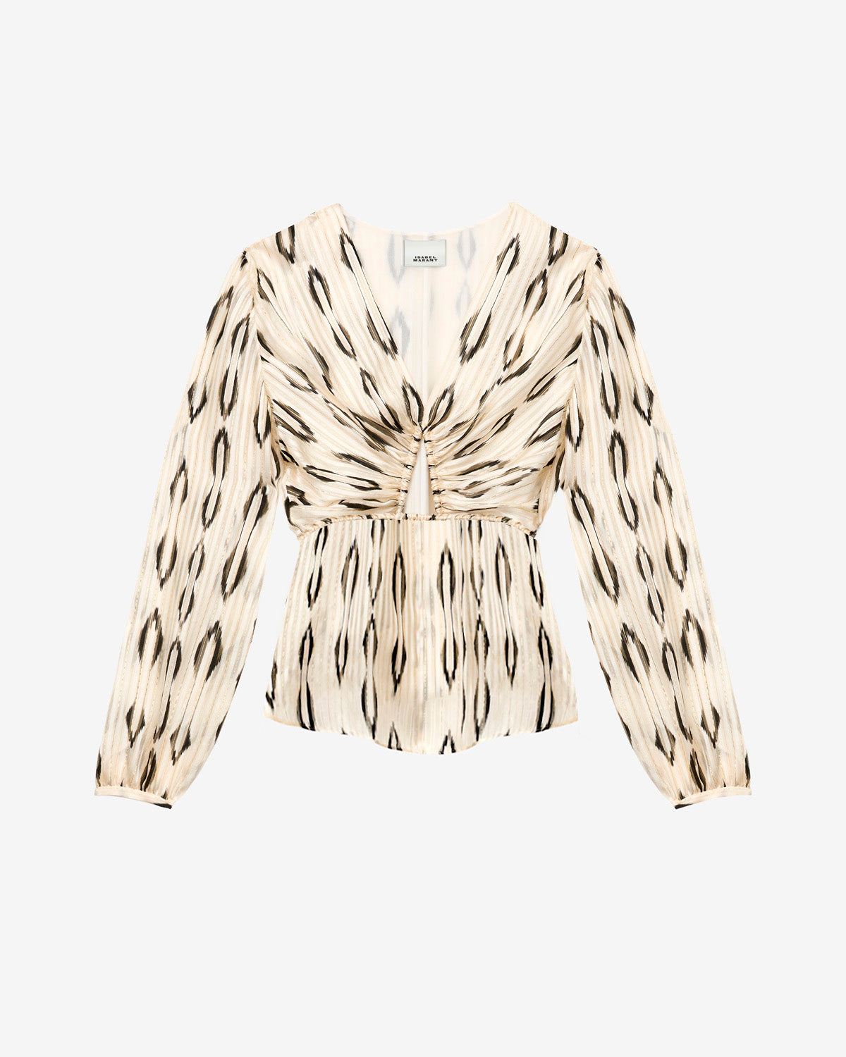 Blusa de seda calada con motivo gráfico de stelar - Ecru and black - Woman - 1