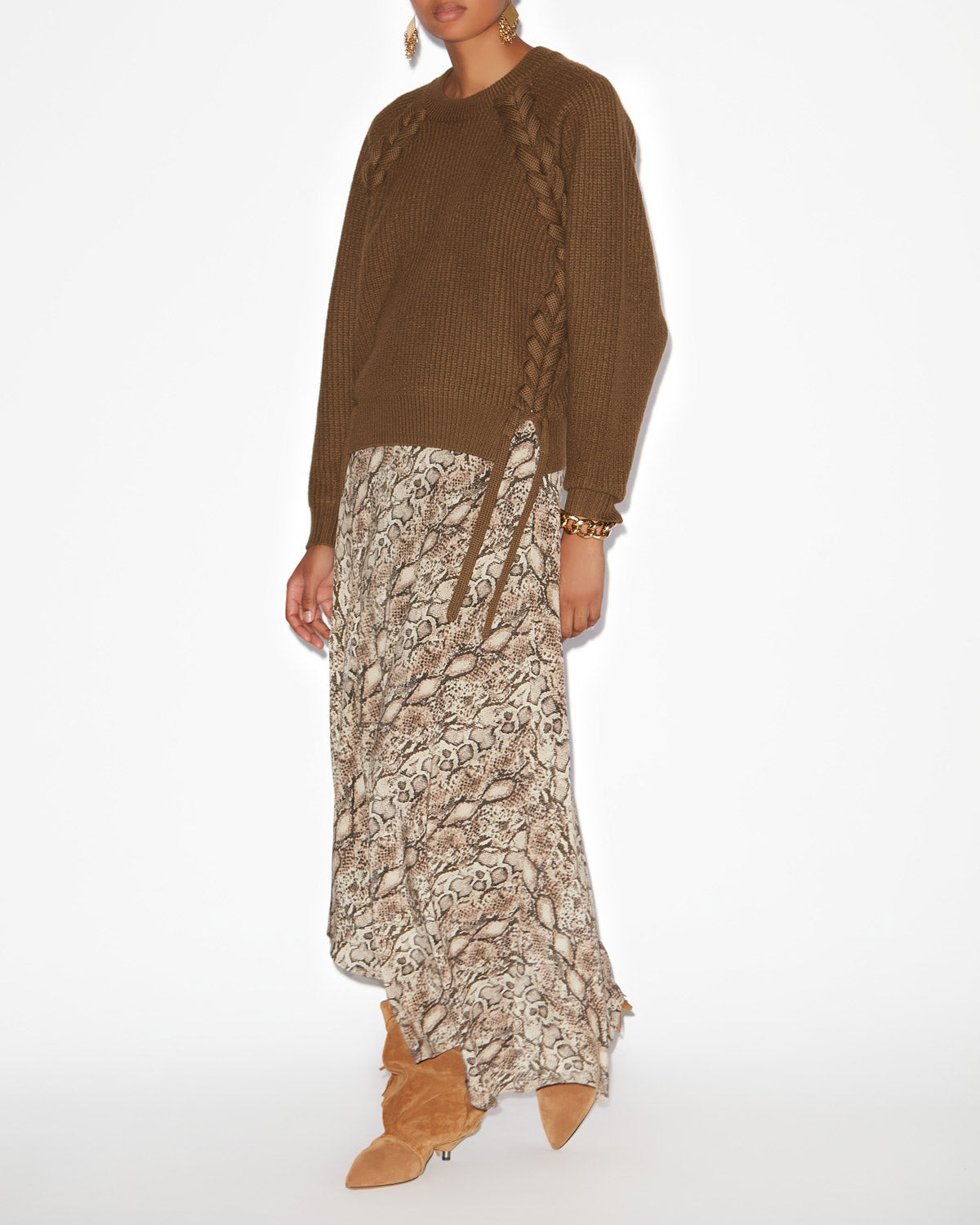 Sakura long printed silk skirt - Natural - Woman - 1