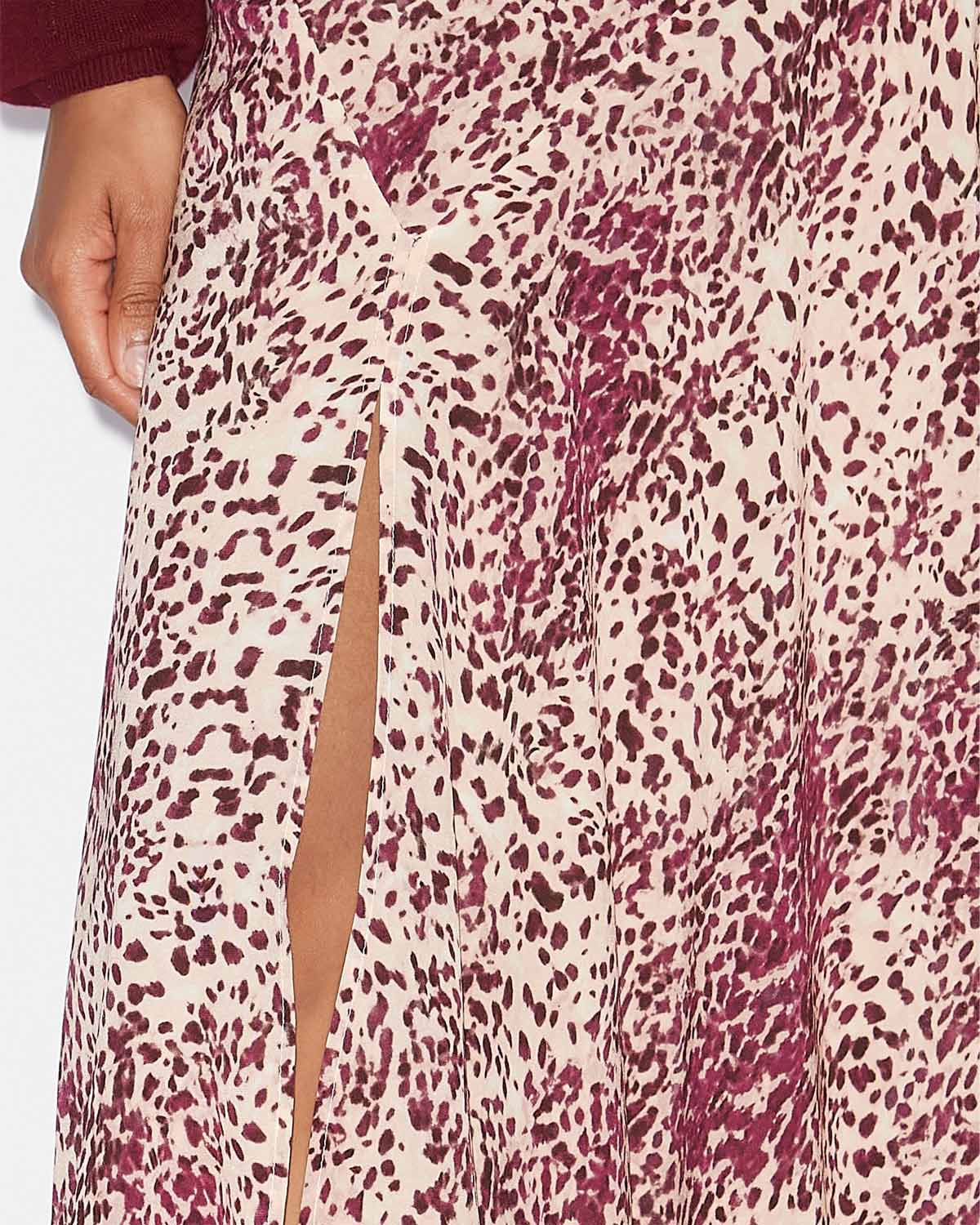 Sakura long printed silk skirt - Purple-ecru - Woman - 2