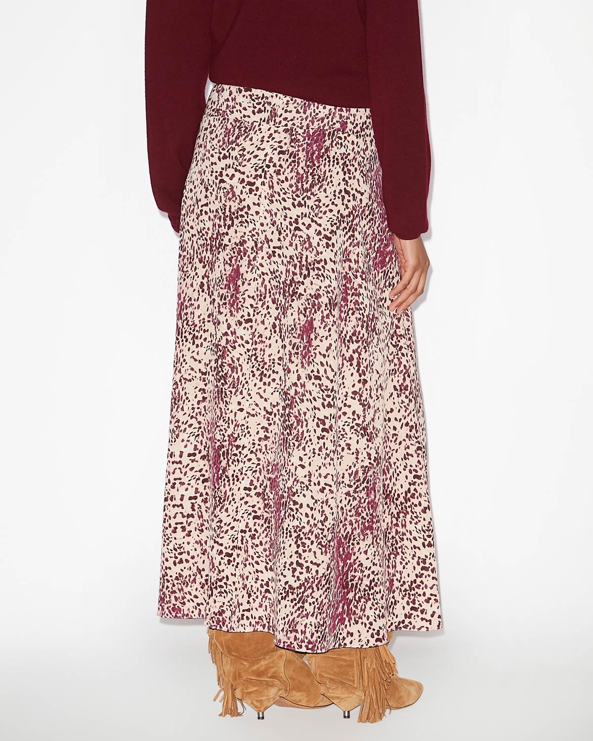 Sakura long printed silk skirt - Purple-ecru - Woman - 4