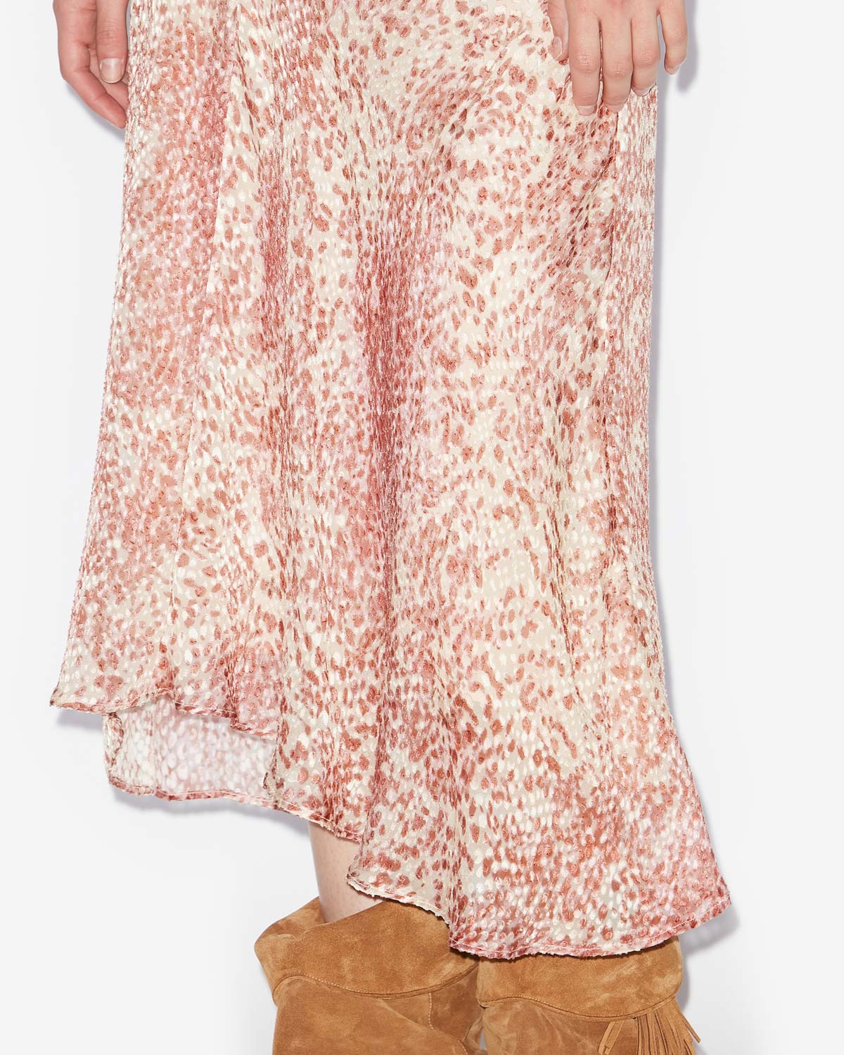 Lisanne burnout velvet midi skirt - Light red/ecru - Woman - 2