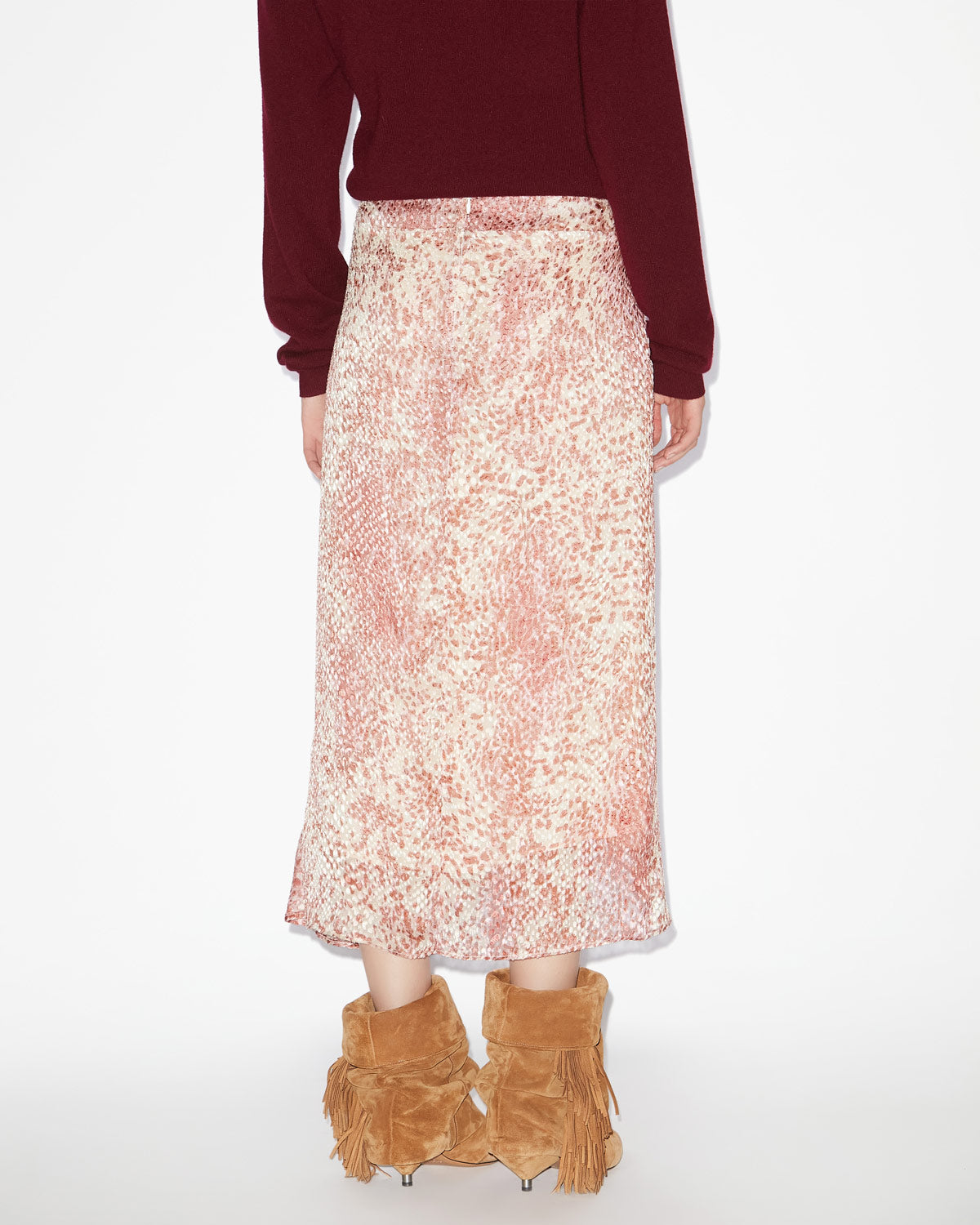 Lisanne burnout velvet midi skirt - Light red/ecru - Woman - 4