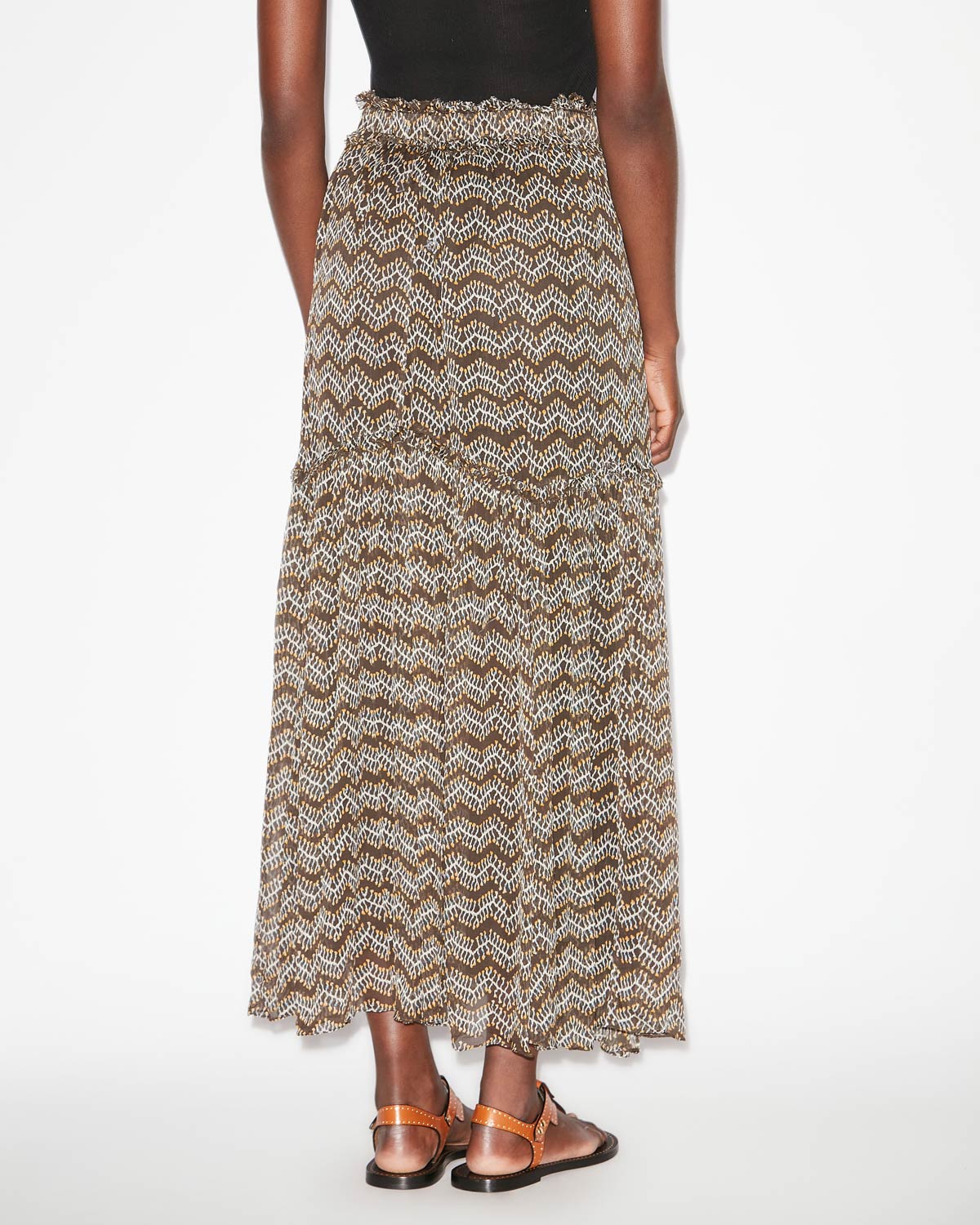 베로니크 시폰 플리츠 맥시 스커트 - 검정으로 씻어낸 - Woman - 4