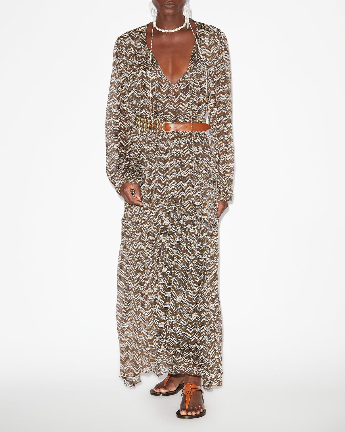 베로니크 시폰 플리츠 맥시 스커트 - 검정으로 씻어낸 - Woman - 1