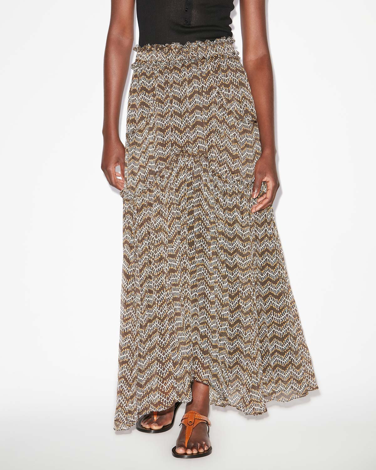 베로니크 시폰 플리츠 맥시 스커트 - 검정으로 씻어낸 - Woman - 3