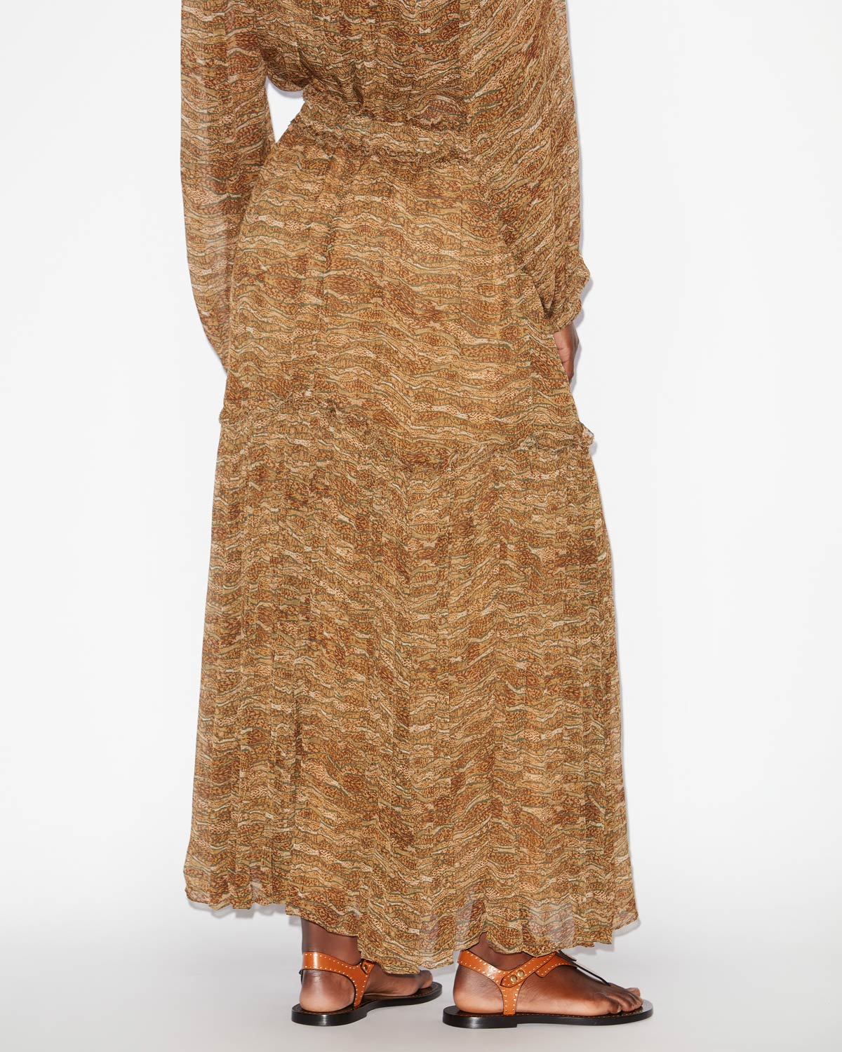 Veronique long gathered muslin skirt - Khaki - Woman - 4