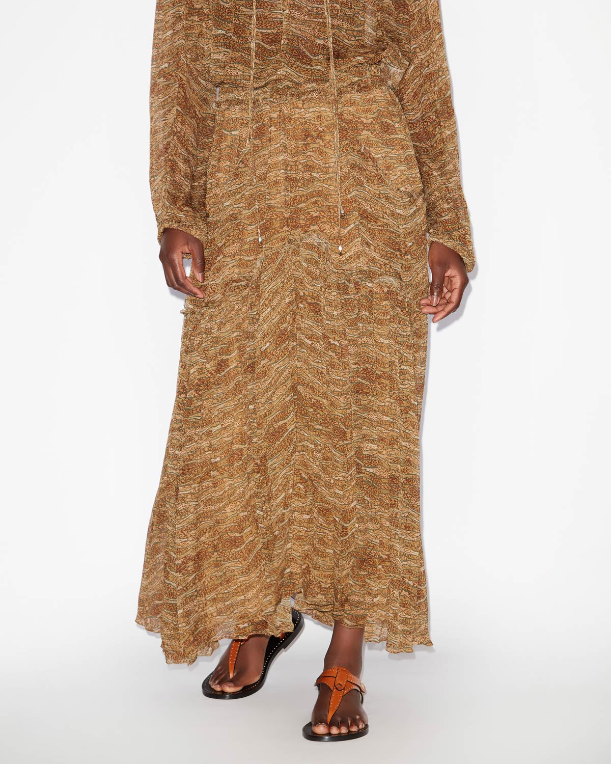 Veronique long gathered muslin skirt - Khaki - Woman - 3