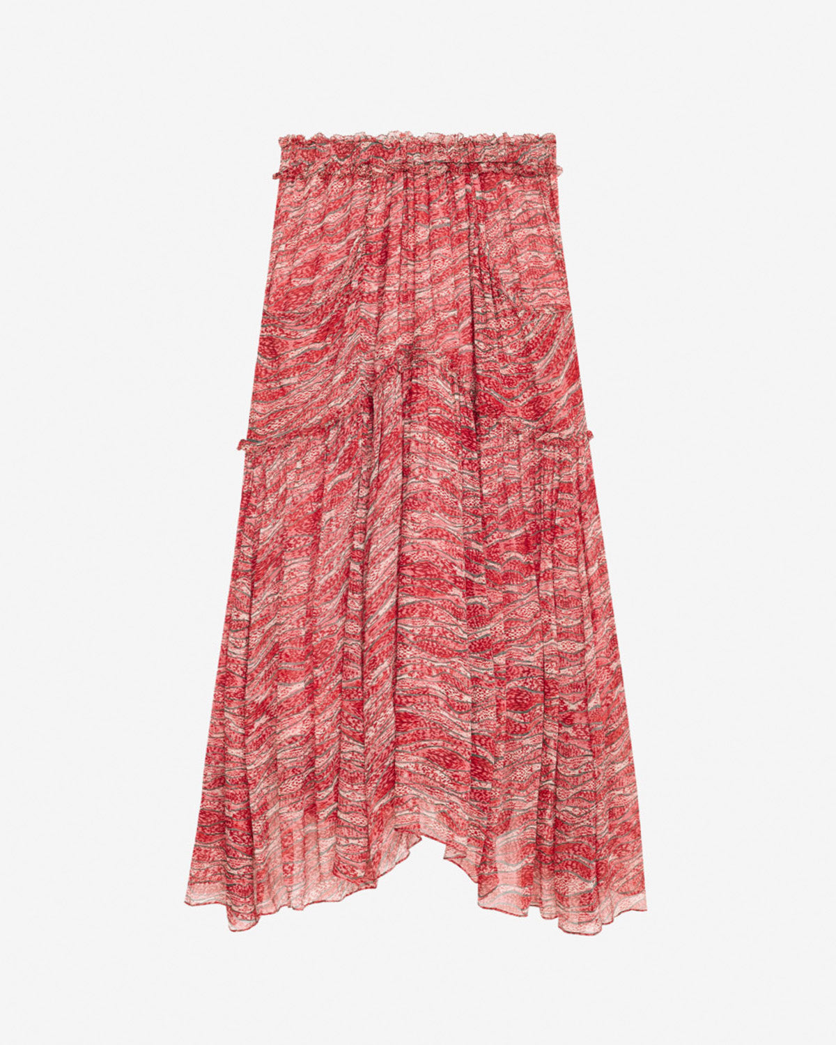 Geraffter langer rock veronique aus musselin - Rot - Woman - 5