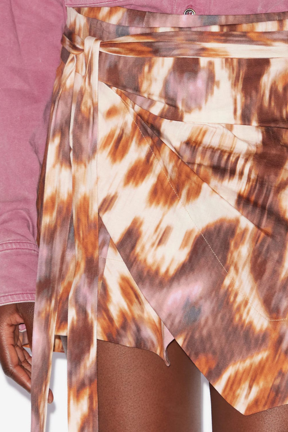 Mini-jupe portefeuille berenice en jersey  - Écru-ocre - Woman - 3