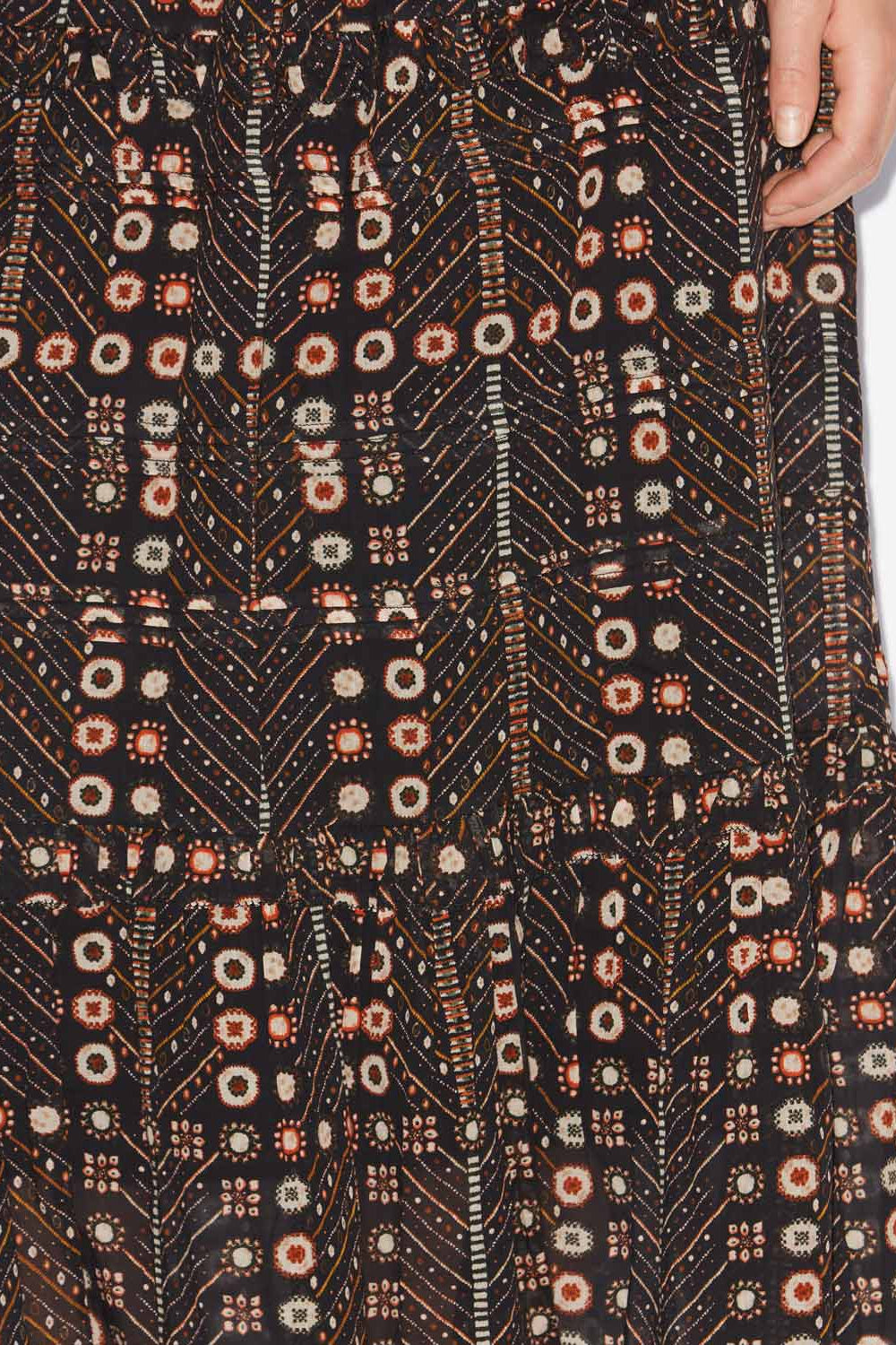 Jupe longue diya en voile de coton imprimé  - Noir délavé - Woman - 3