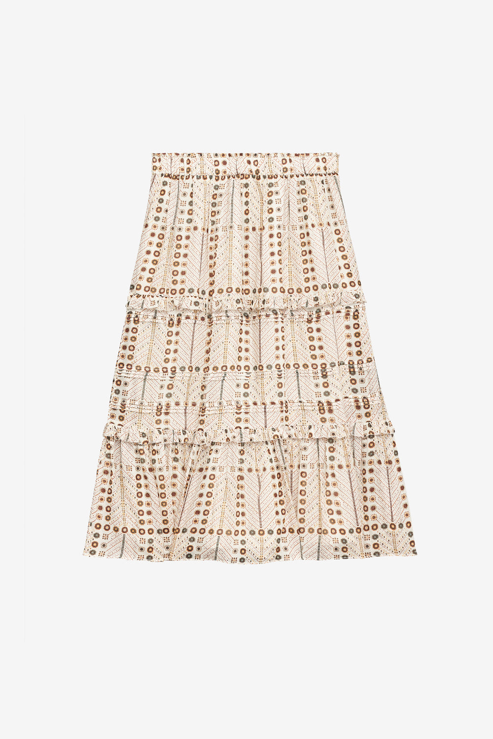 Jupe longue diya en voile de coton imprimé  - Écru - Woman - 1