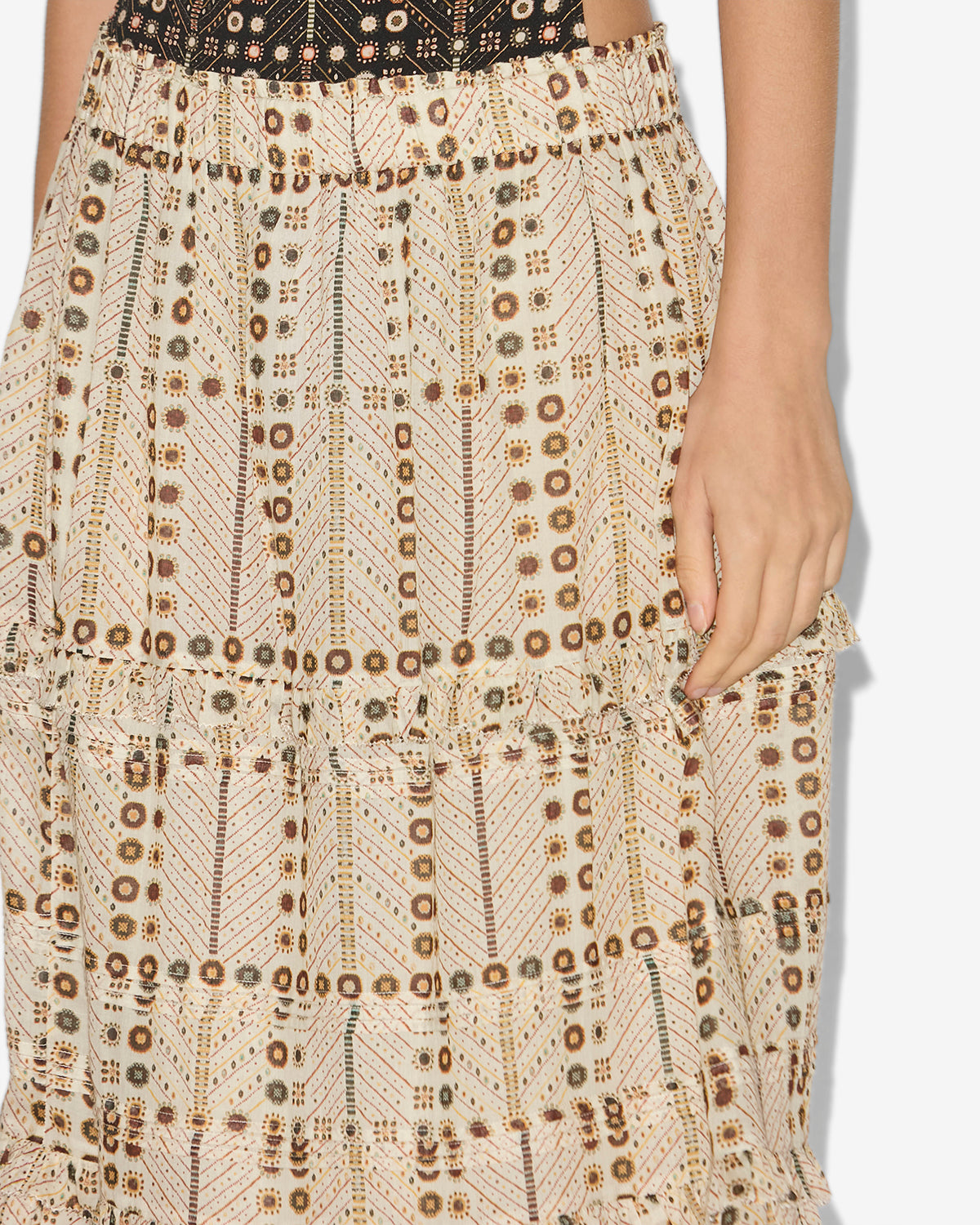 Jupe longue diya en voile de coton imprimé  - Écru - Woman - 2