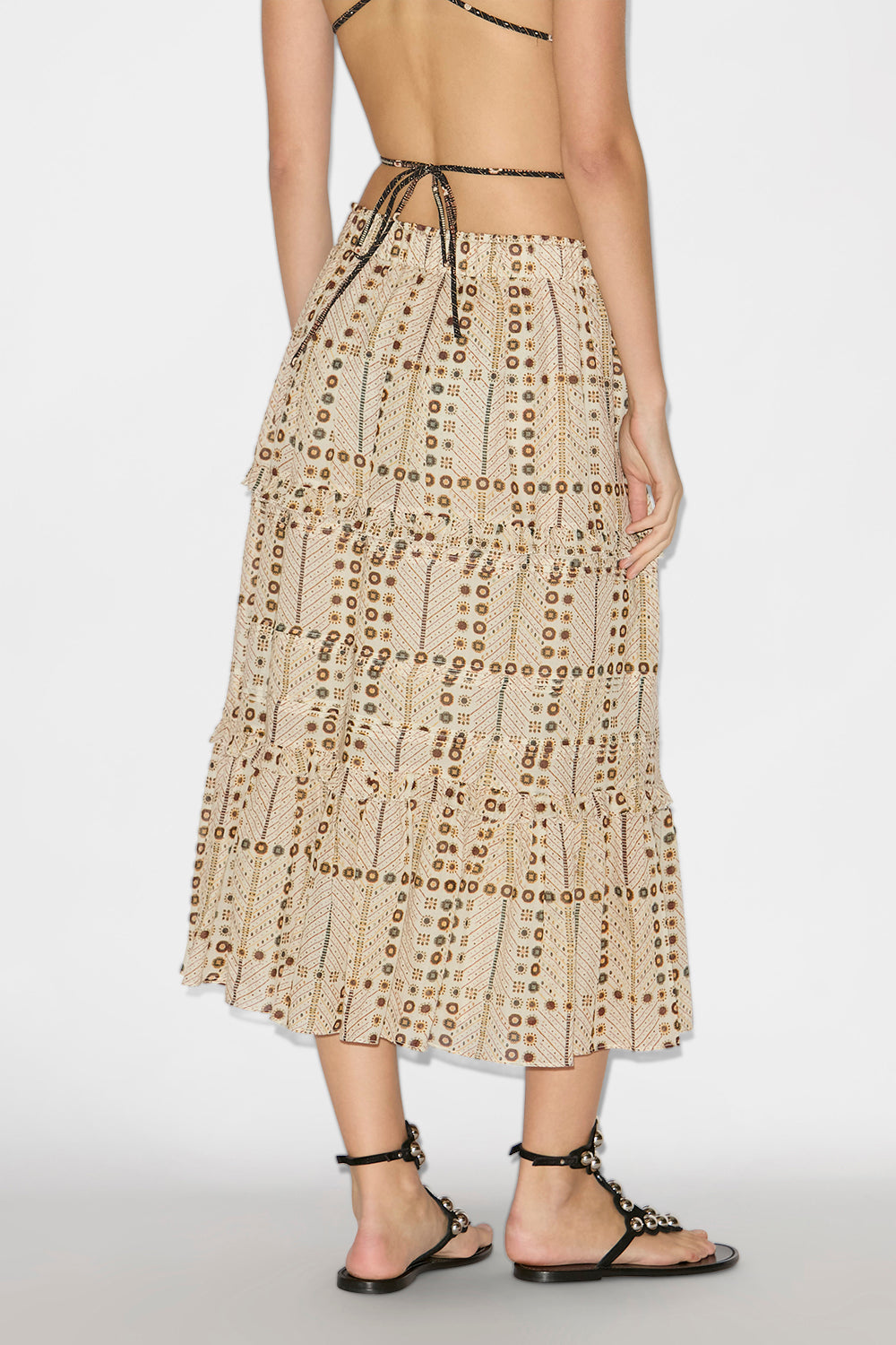 Jupe longue diya en voile de coton imprimé  - Écru - Woman - 5
