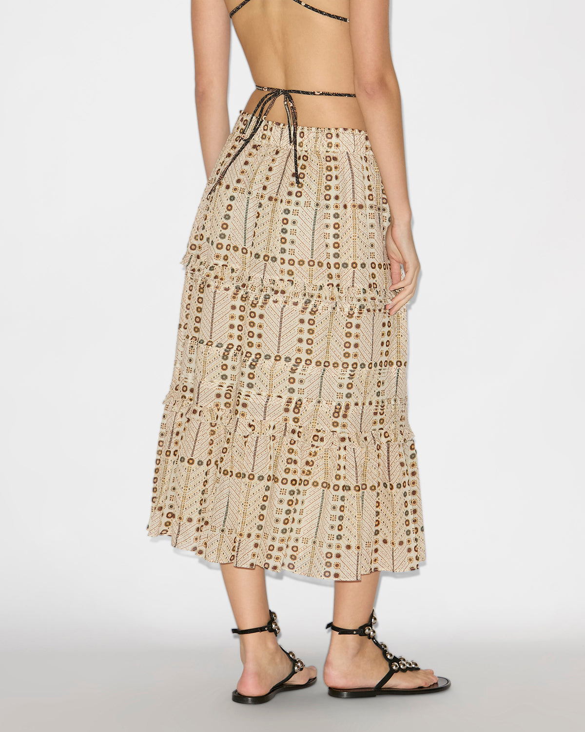 Jupe longue diya en voile de coton imprimé  - Écru - Woman - 4