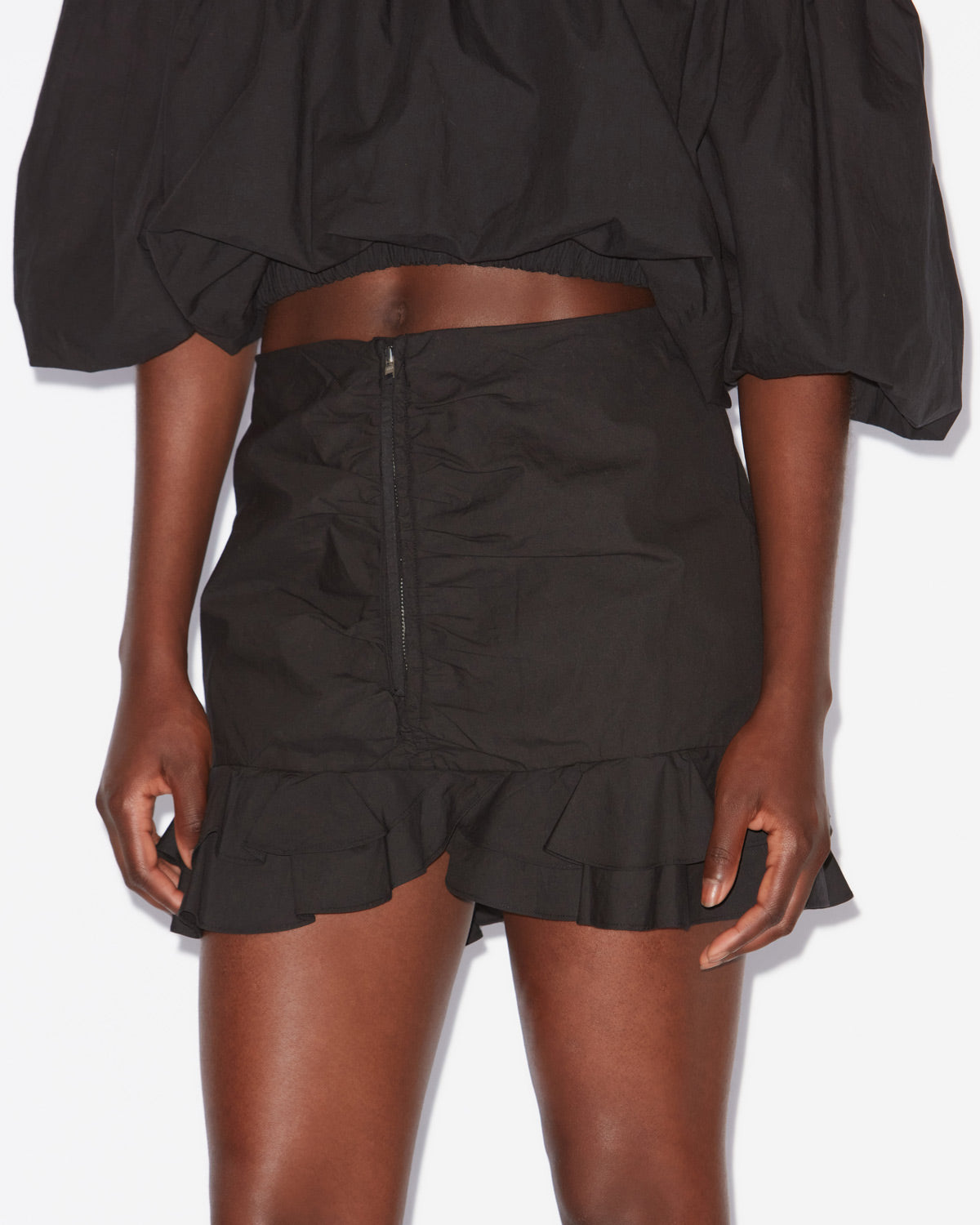 Jupe courte zippée breenea en coton crispy - Noir - Woman - 3